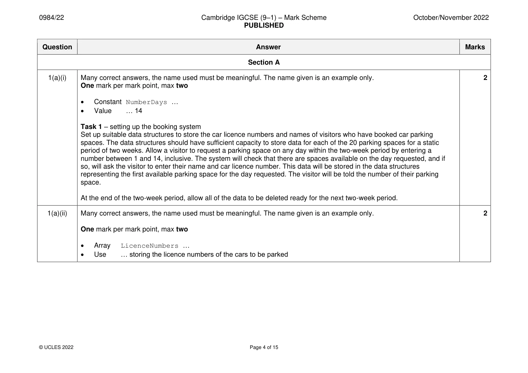 Mark scheme, page 4 of 15