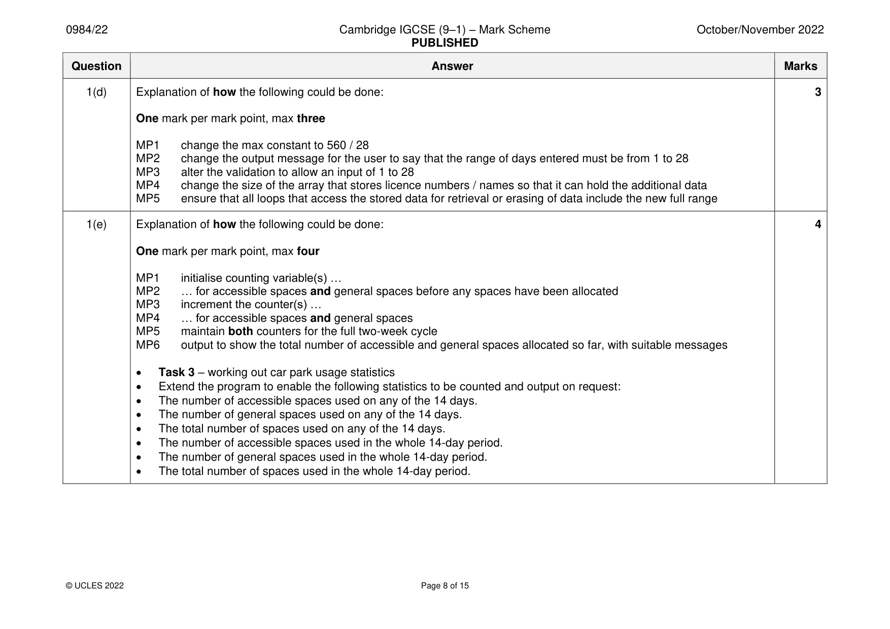 Mark scheme, page 8 of 15