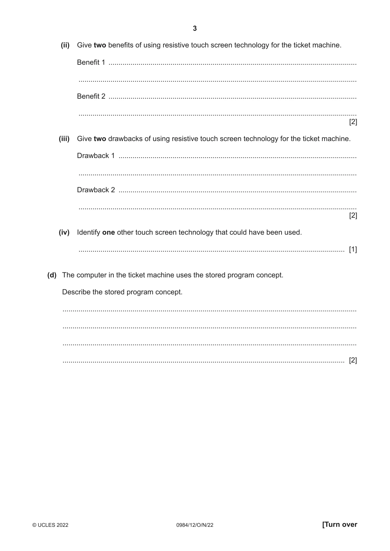 Cambridge IGCSE Computer Science (9-1) 0984 2022 Oct/Nov Paper 1 · Variant 2 question paper, page 3 of 12