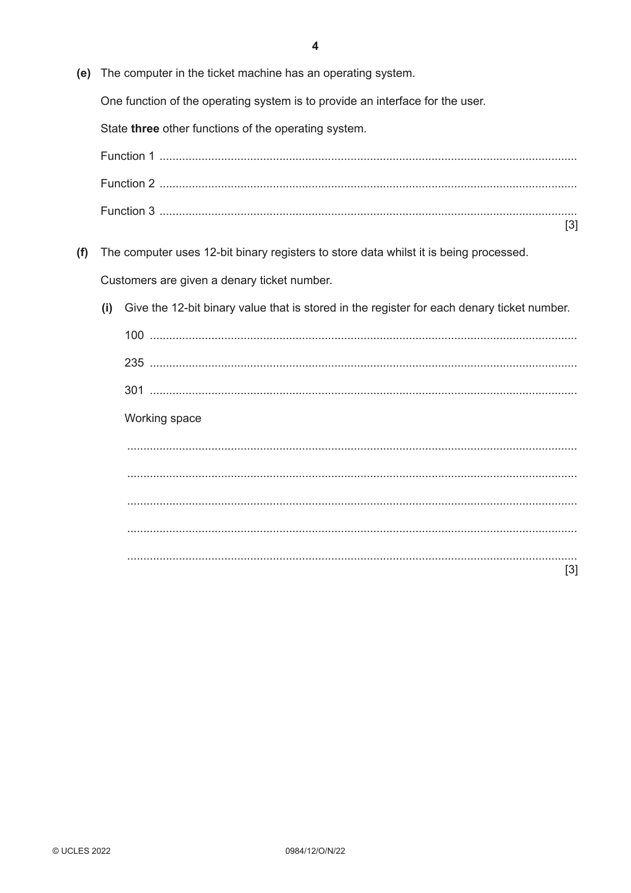 Cambridge IGCSE Computer Science (9-1) 0984 2022 Oct/Nov Paper 1 · Variant 2 question paper, page 4 of 12