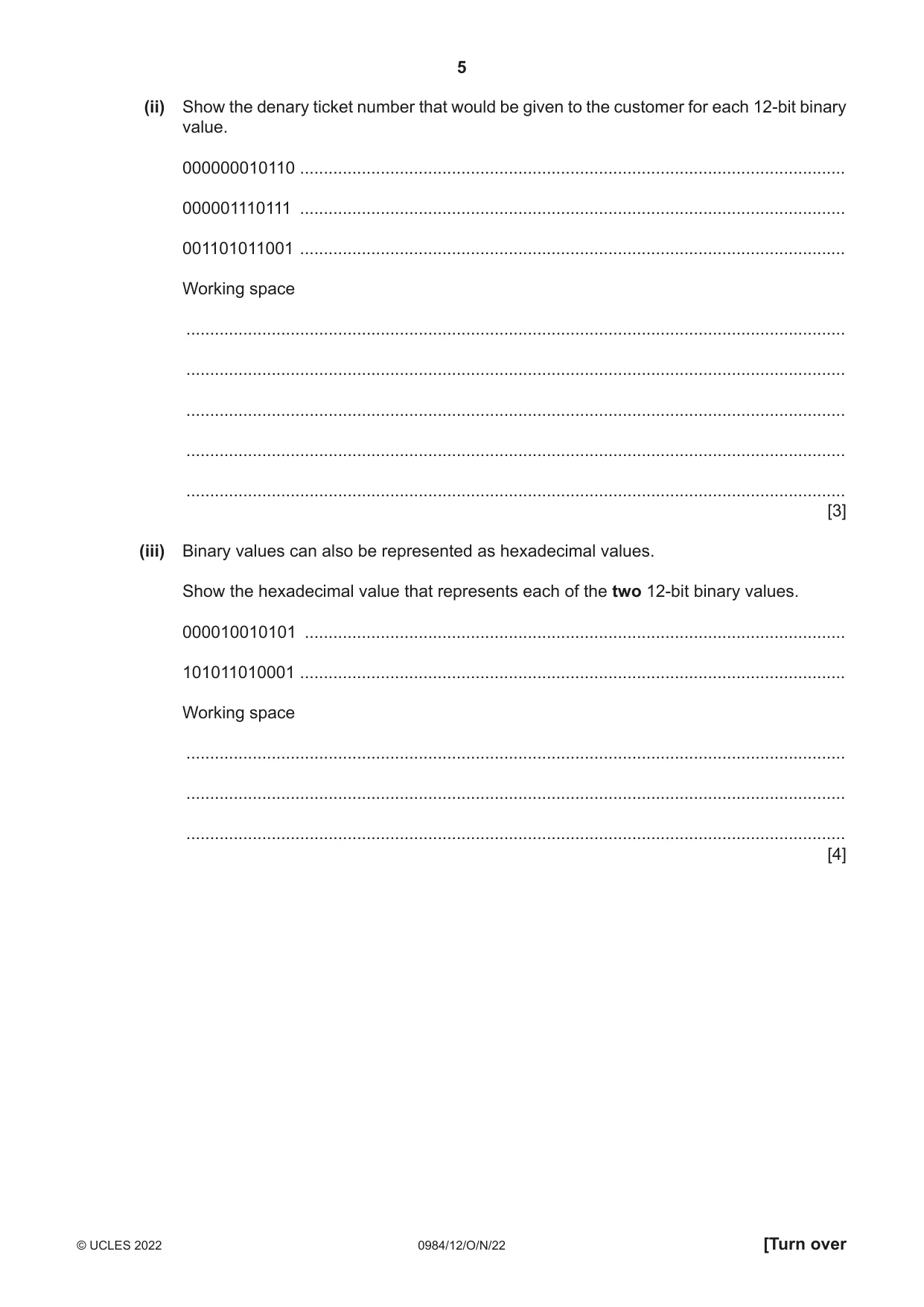 Cambridge IGCSE Computer Science (9-1) 0984 2022 Oct/Nov Paper 1 · Variant 2 question paper, page 5 of 12