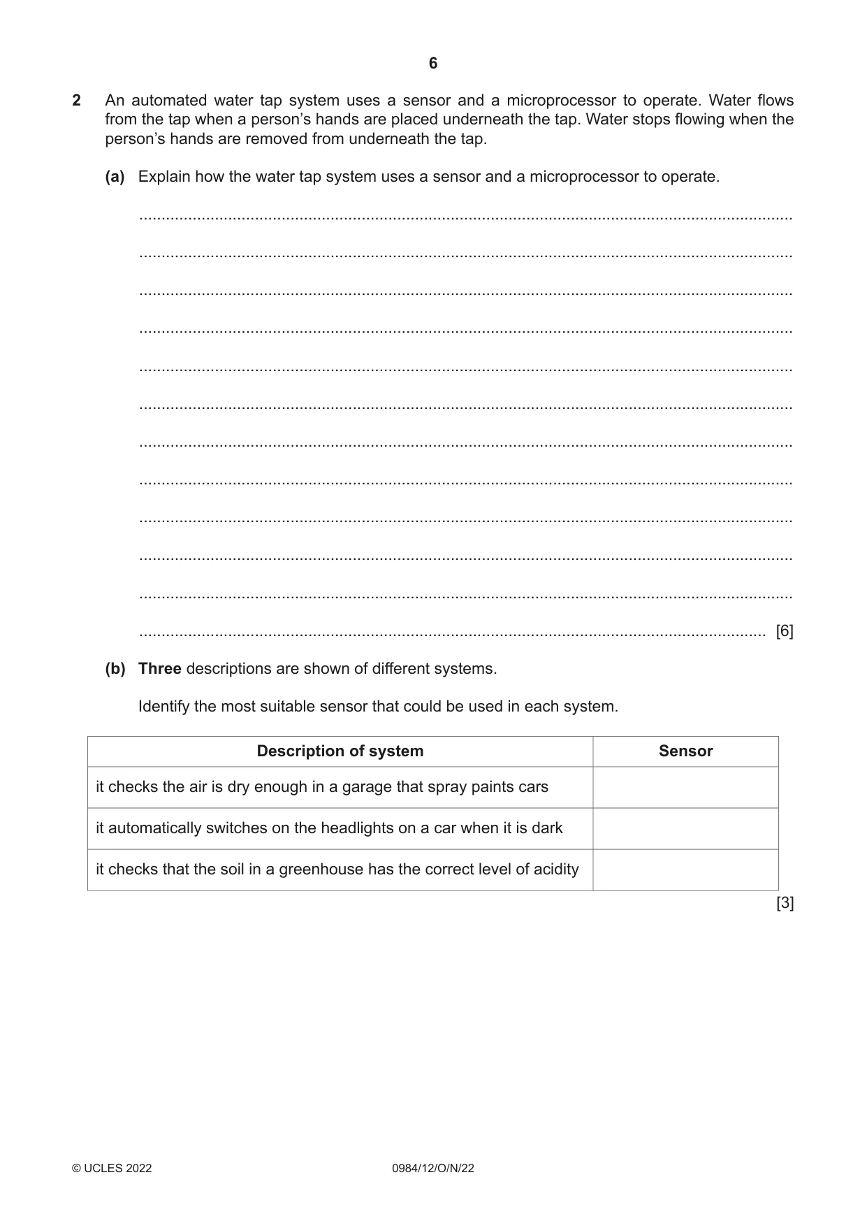 Cambridge IGCSE Computer Science (9-1) 0984 2022 Oct/Nov Paper 1 · Variant 2 question paper, page 6 of 12