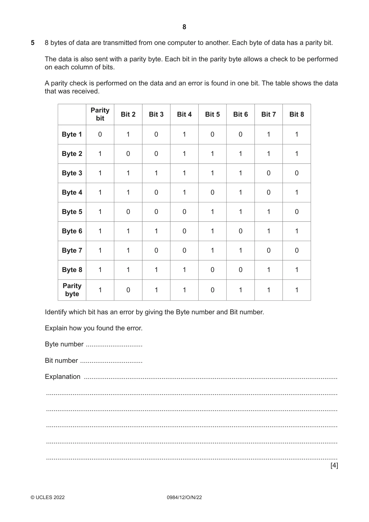 Cambridge IGCSE Computer Science (9-1) 0984 2022 Oct/Nov Paper 1 · Variant 2 question paper, page 8 of 12