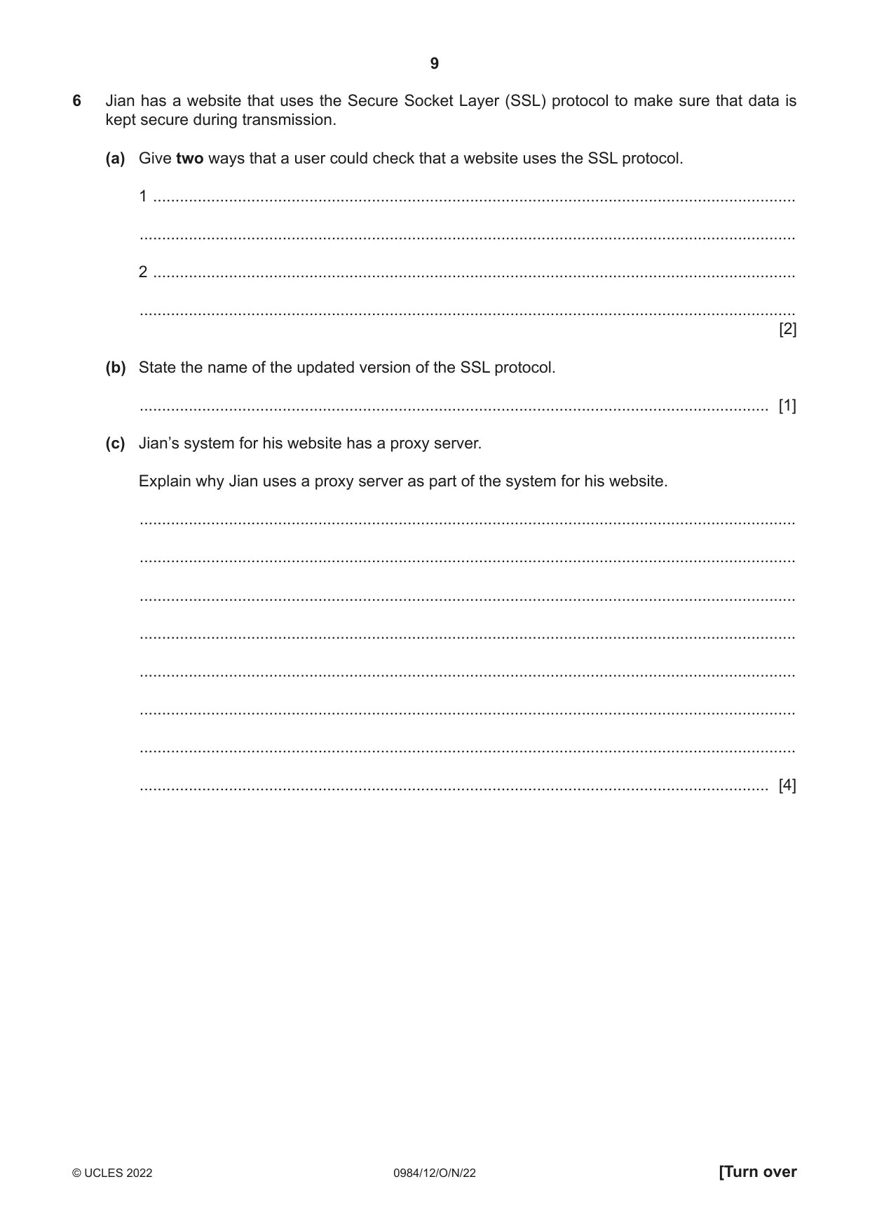 Cambridge IGCSE Computer Science (9-1) 0984 2022 Oct/Nov Paper 1 · Variant 2 question paper, page 9 of 12