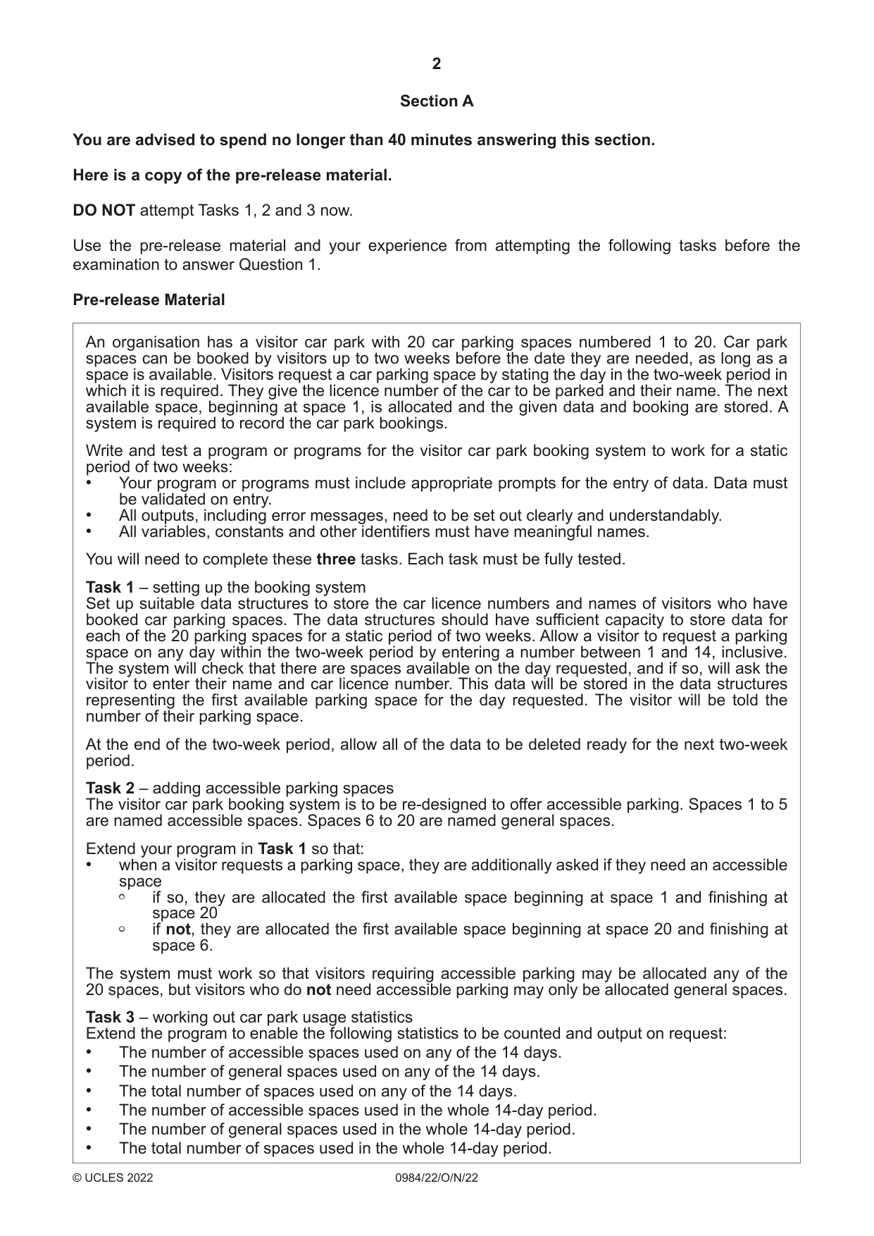 Cambridge IGCSE Computer Science (9-1) 0984 2022 Oct/Nov Paper 2 · Variant 2 question paper, page 2 of 16