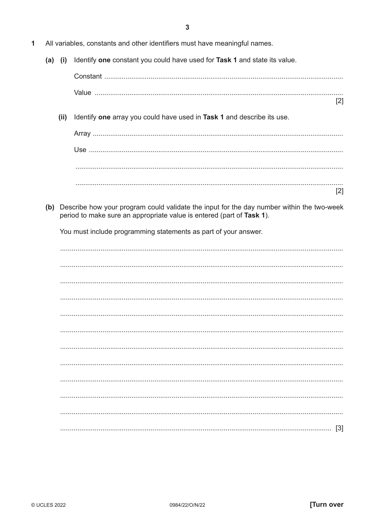 Cambridge IGCSE Computer Science (9-1) 0984 2022 Oct/Nov Paper 2 · Variant 2 question paper, page 3 of 16