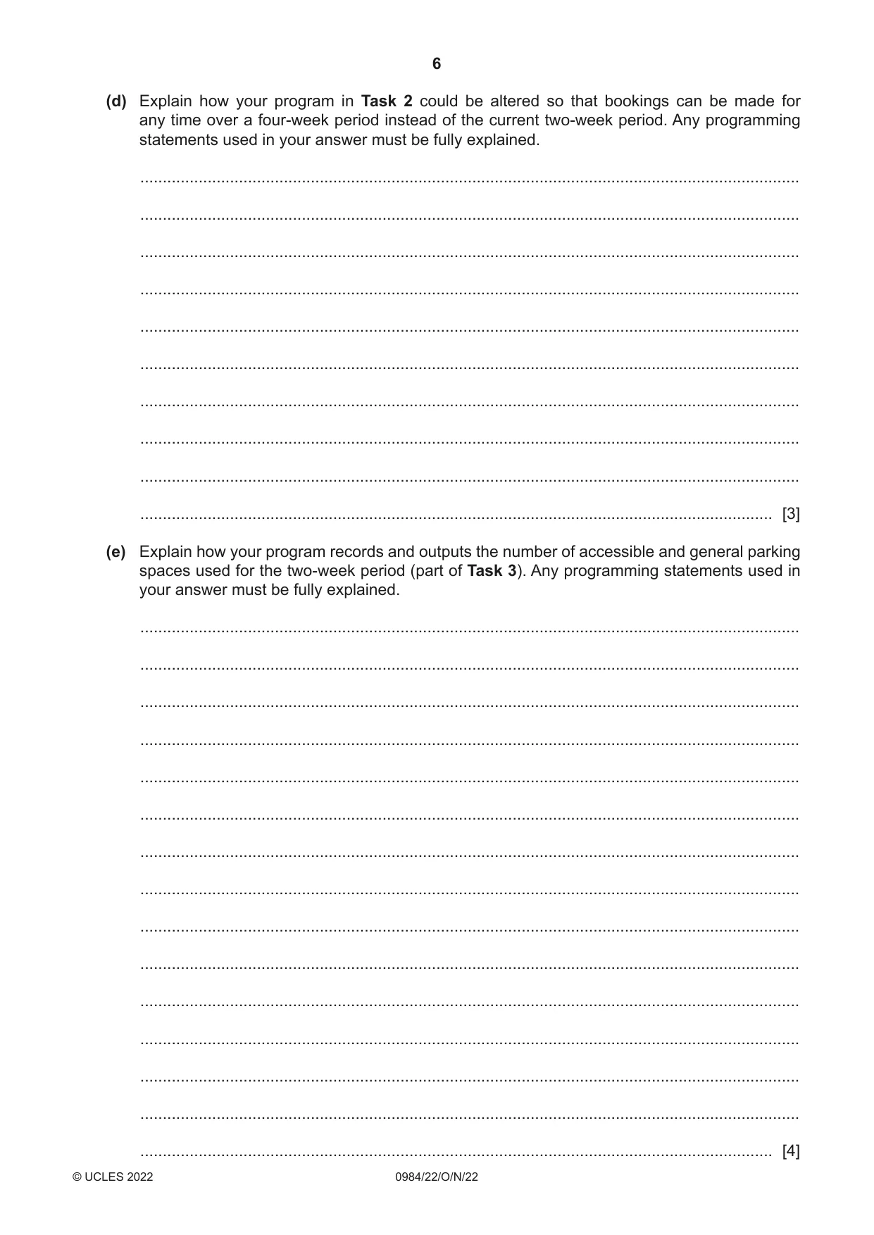 Cambridge IGCSE Computer Science (9-1) 0984 2022 Oct/Nov Paper 2 · Variant 2 question paper, page 6 of 16