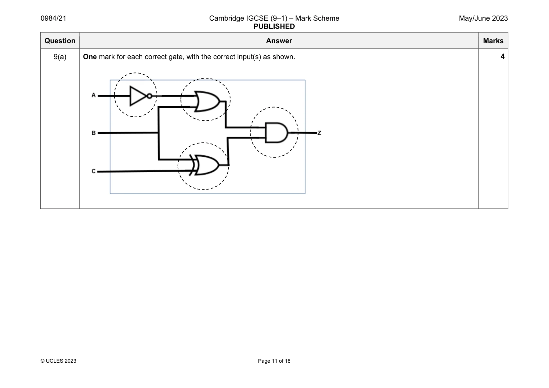 Mark scheme, page 11 of 18
