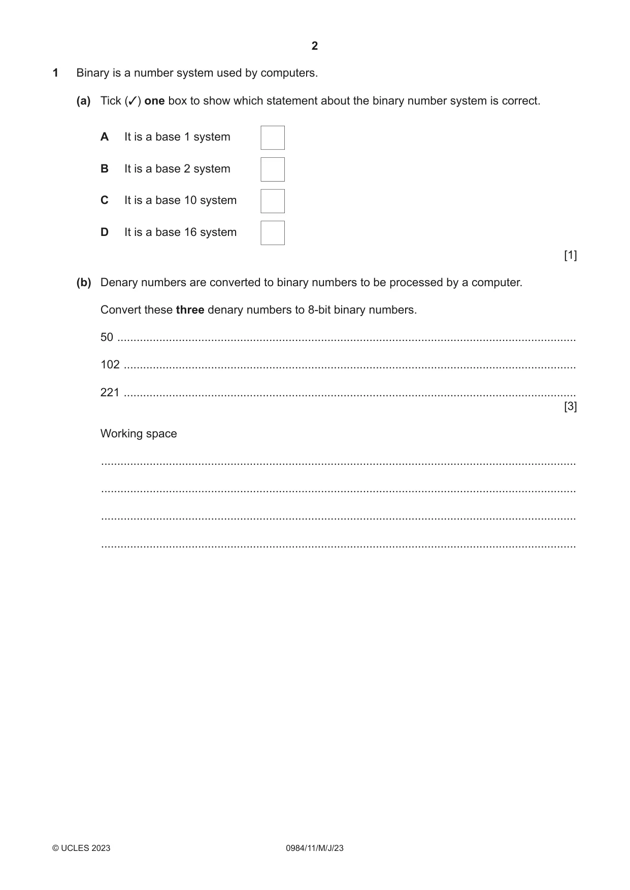 Cambridge IGCSE Computer Science (9-1) 0984 2023 May/June Paper 1 · Variant 1 question paper, page 2 of 12