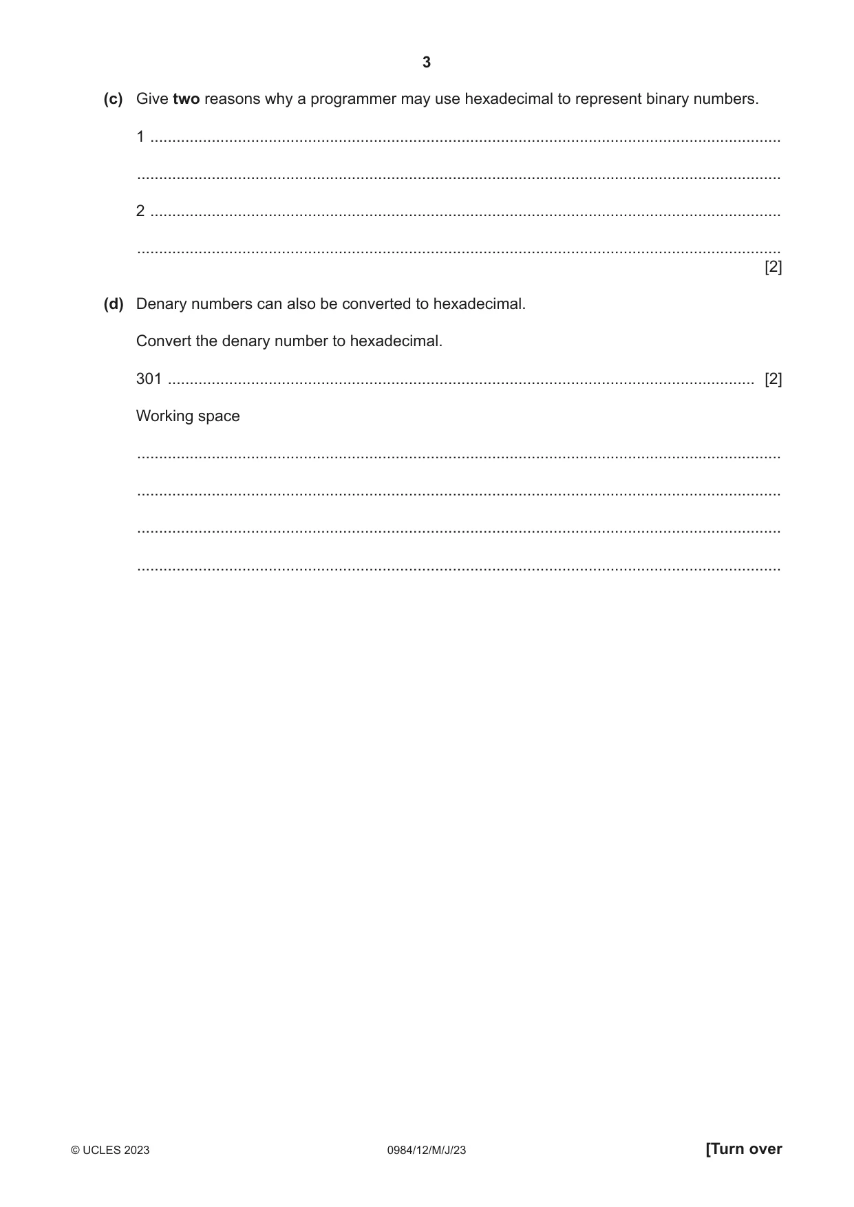 Cambridge IGCSE Computer Science (9-1) 0984 2023 May/June Paper 1 · Variant 2 question paper, page 3 of 12