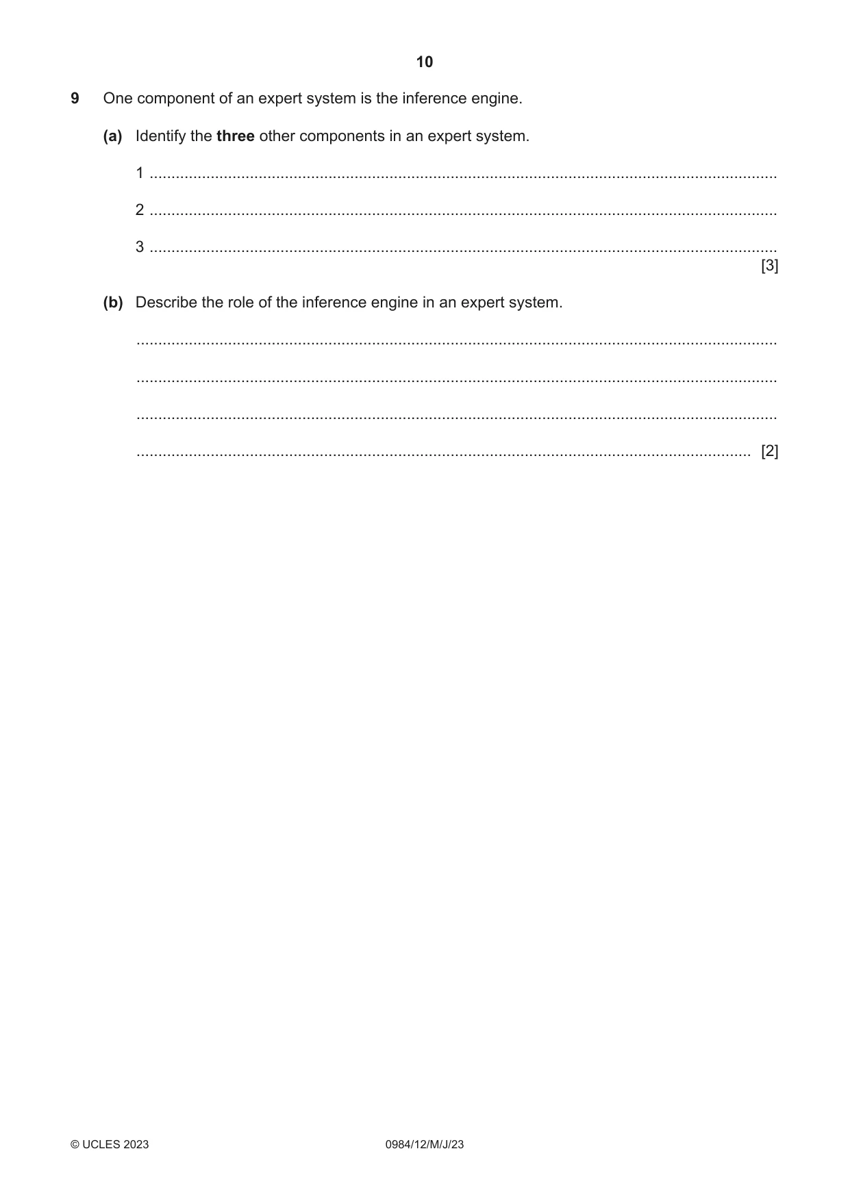 Cambridge IGCSE Computer Science (9-1) 0984 2023 May/June Paper 1 · Variant 2 question paper, page 10 of 12