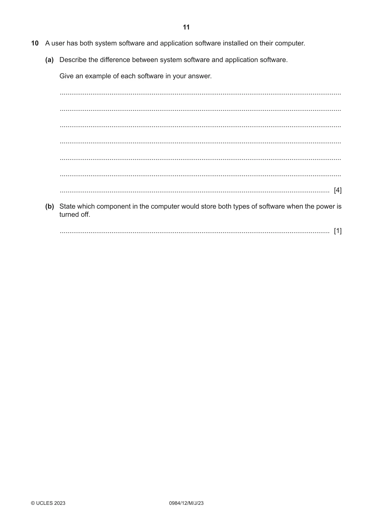 Cambridge IGCSE Computer Science (9-1) 0984 2023 May/June Paper 1 · Variant 2 question paper, page 11 of 12
