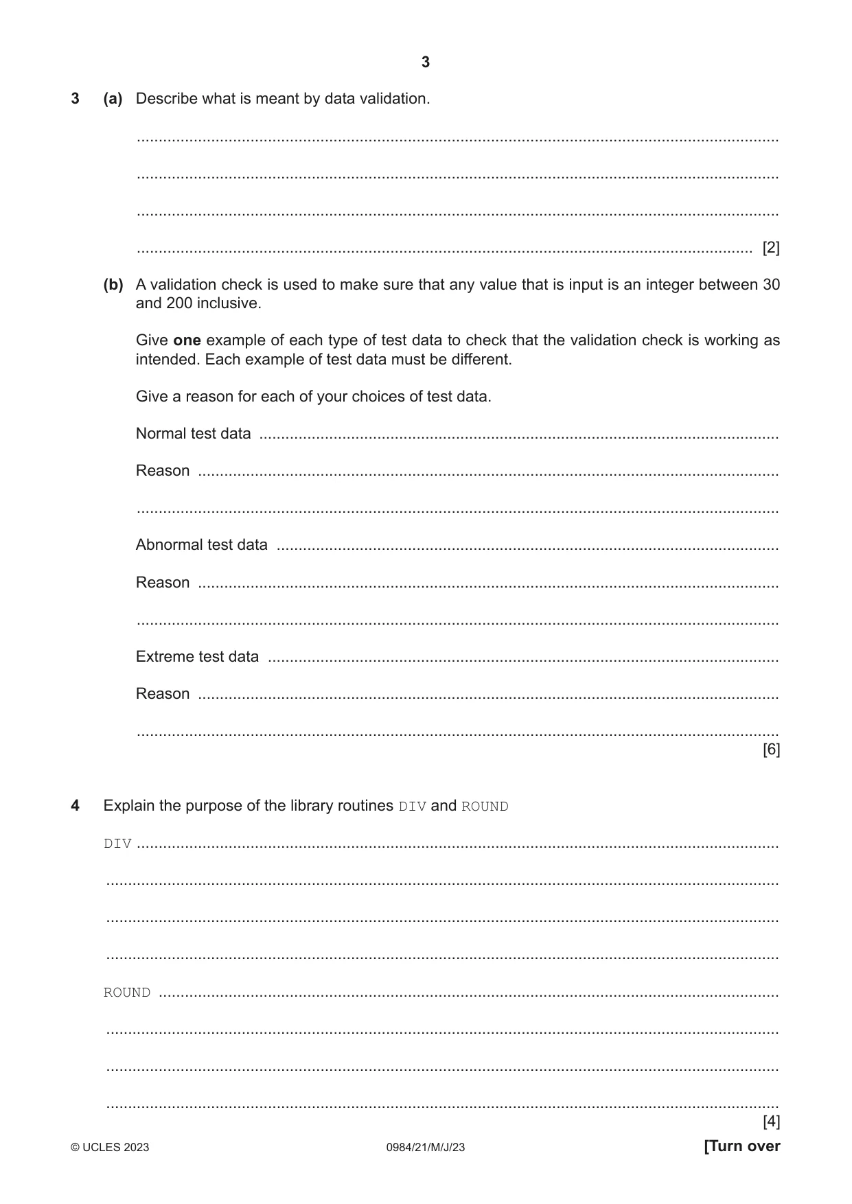 Cambridge IGCSE Computer Science (9-1) 0984 2023 May/June Paper 2 · Variant 1 question paper, page 3 of 16