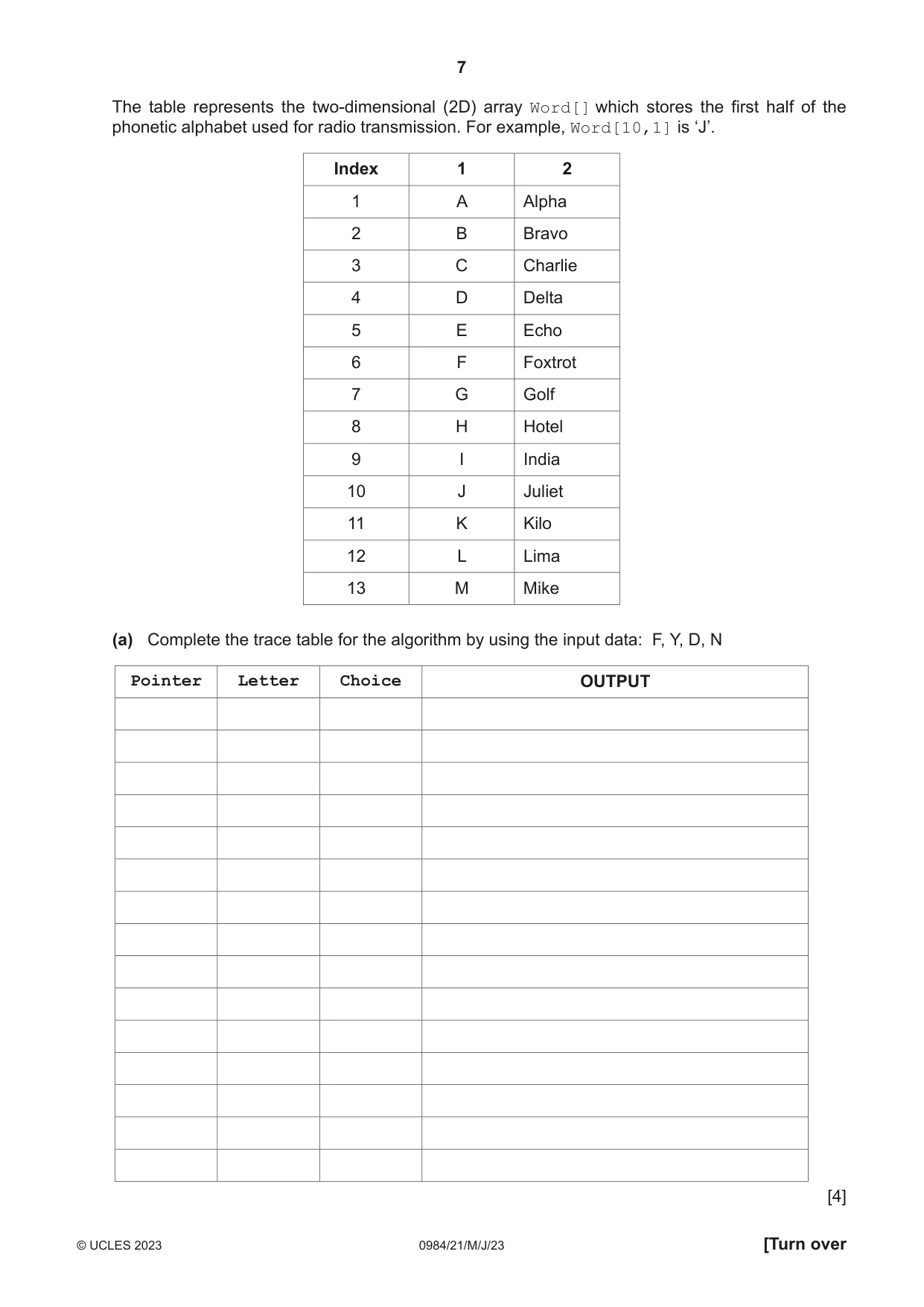 Cambridge IGCSE Computer Science (9-1) 0984 2023 May/June Paper 2 · Variant 1 question paper, page 7 of 16