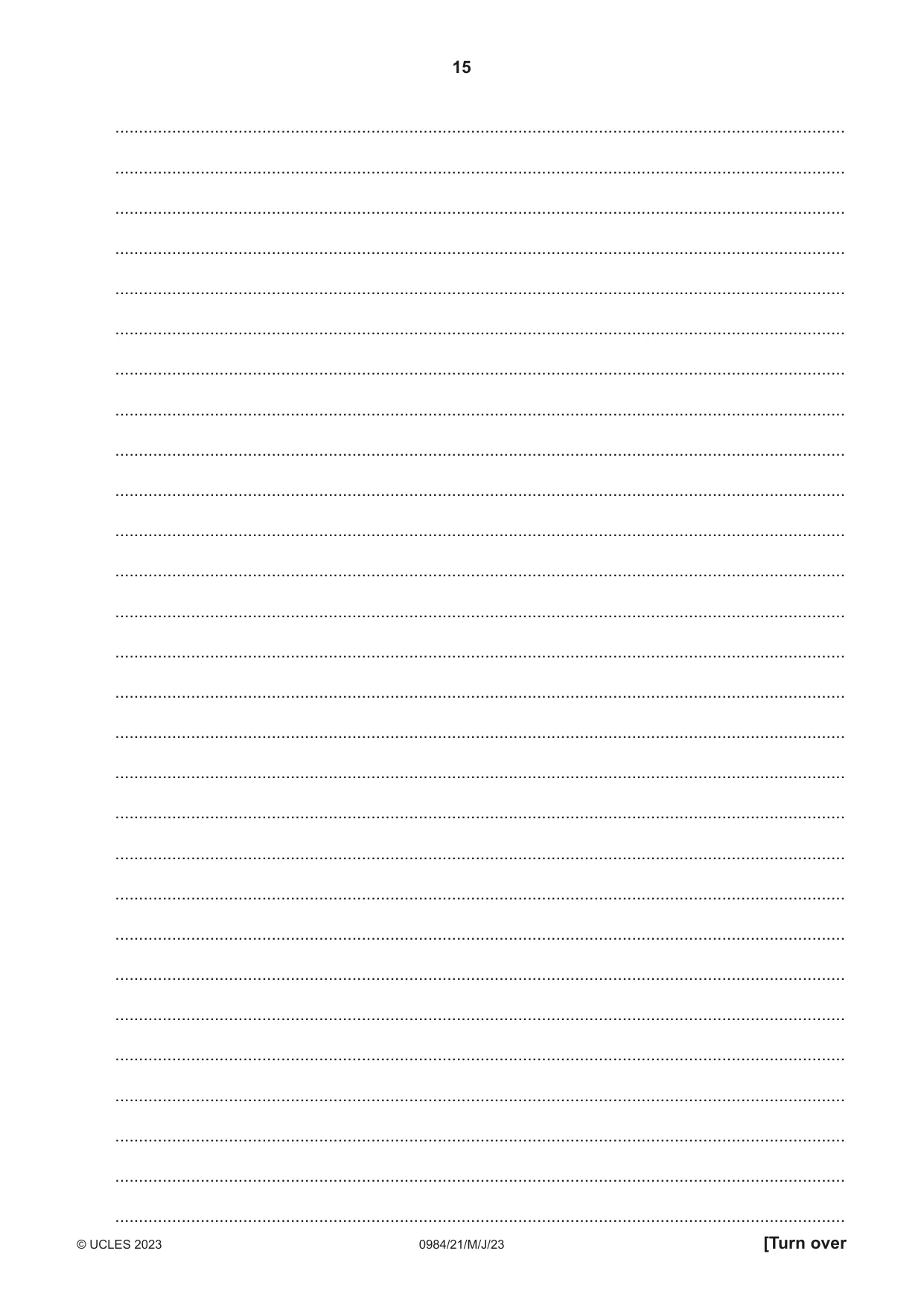 Cambridge IGCSE Computer Science (9-1) 0984 2023 May/June Paper 2 · Variant 1 question paper, page 15 of 16