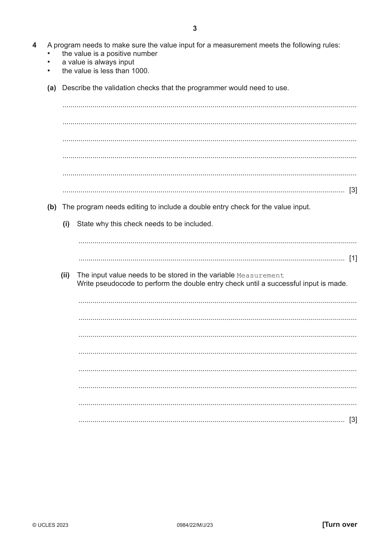 Cambridge IGCSE Computer Science (9-1) 0984 2023 May/June Paper 2 · Variant 2 question paper, page 3 of 16