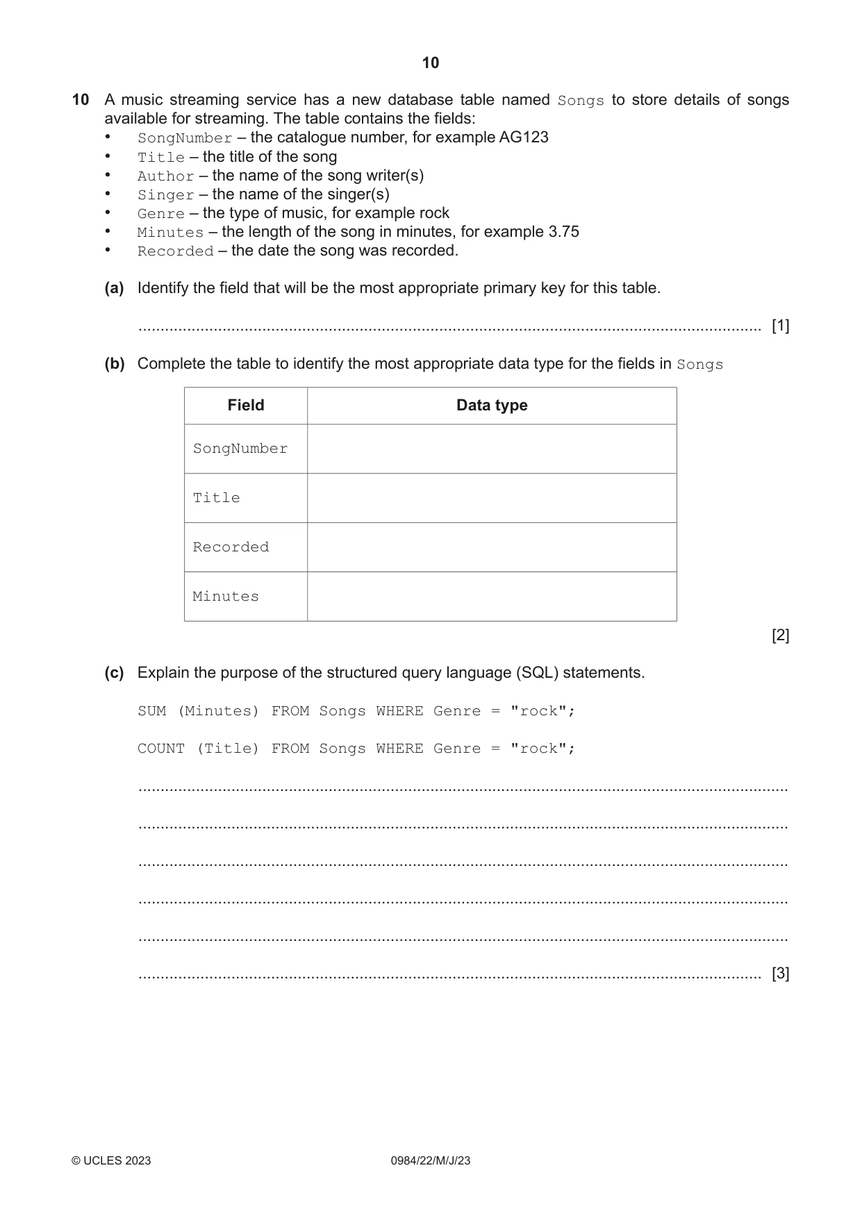 Cambridge IGCSE Computer Science (9-1) 0984 2023 May/June Paper 2 · Variant 2 question paper, page 10 of 16