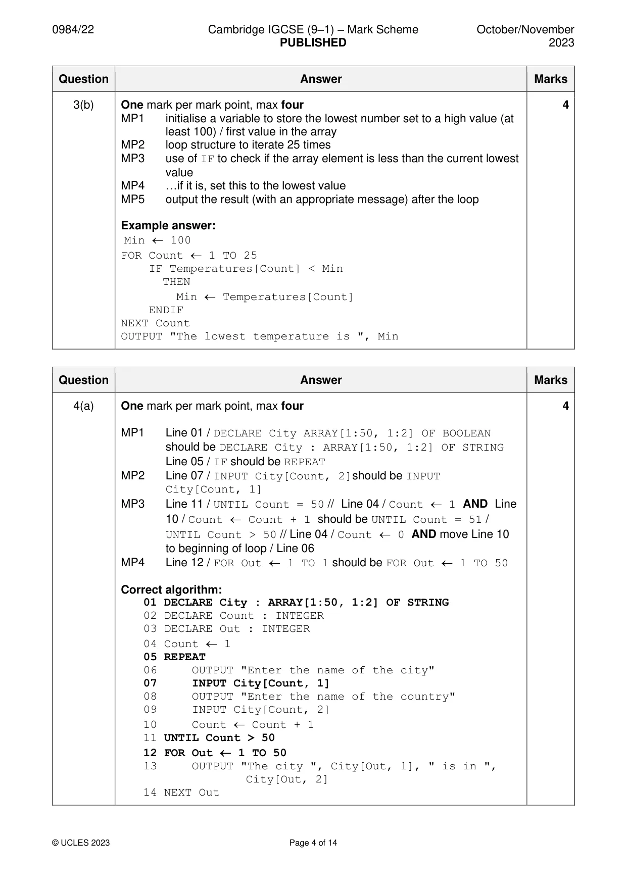 Mark scheme, page 4 of 14