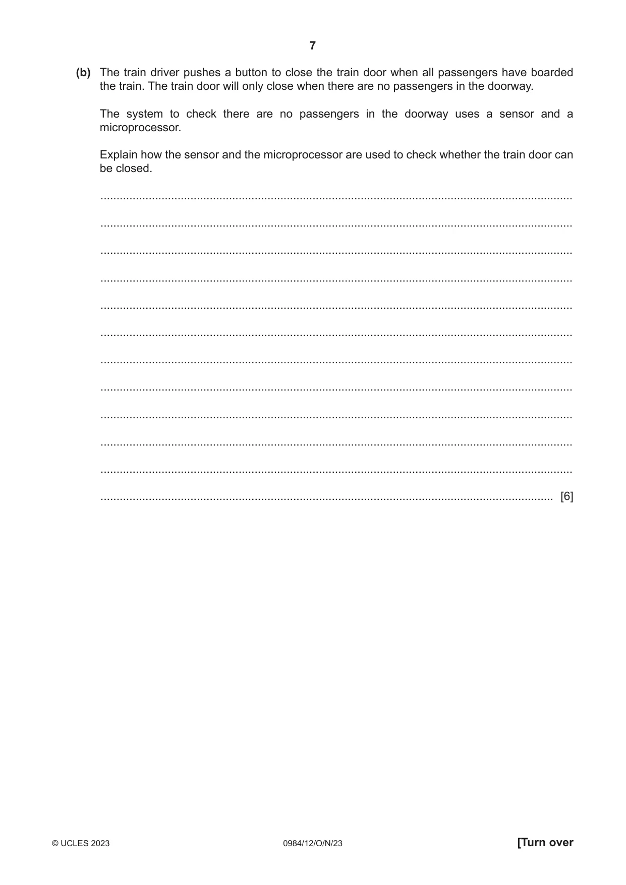 Cambridge IGCSE Computer Science (9-1) 0984 2023 Oct/Nov Paper 1 · Variant 2 question paper, page 7 of 12