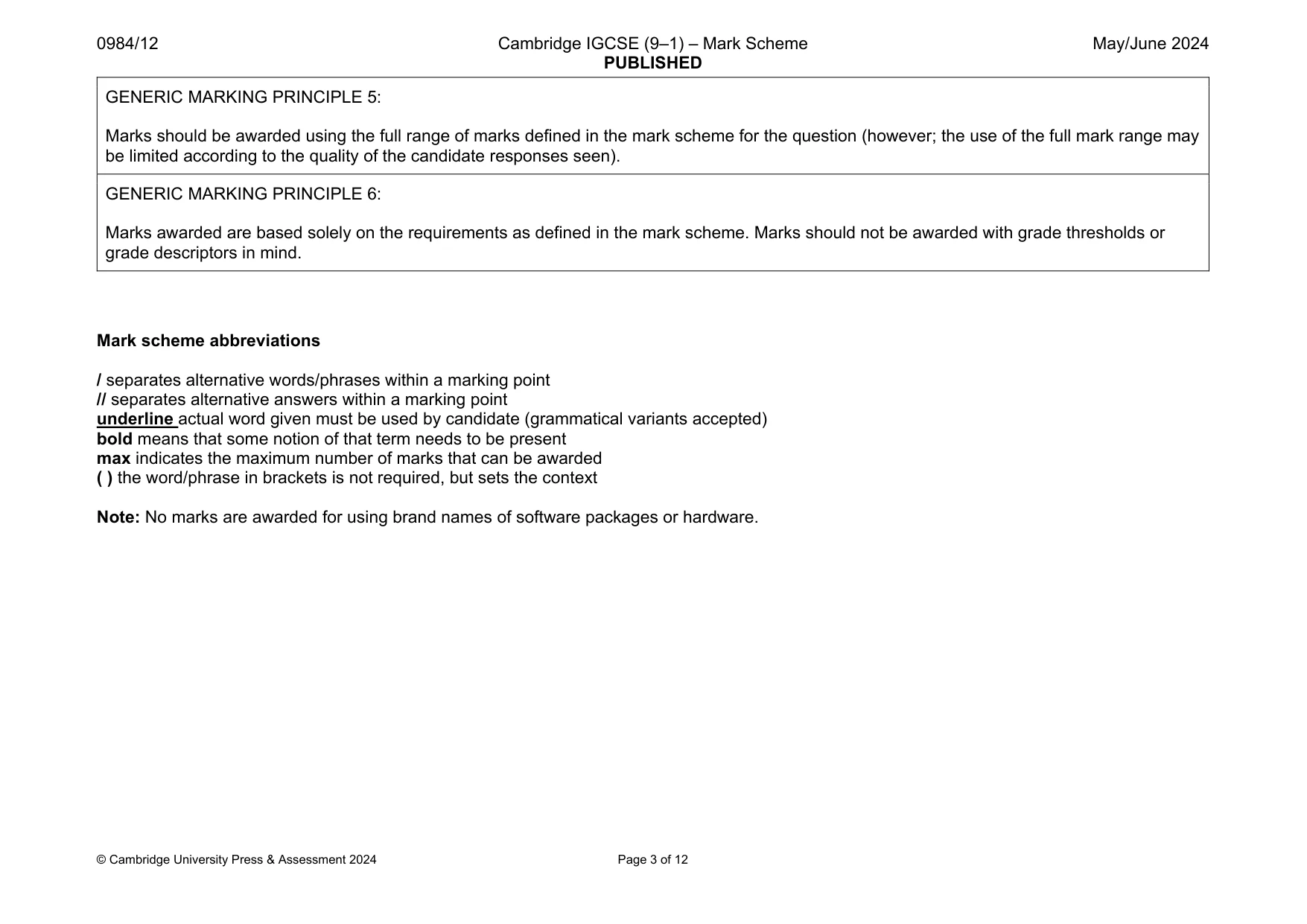 Mark scheme, page 3 of 12