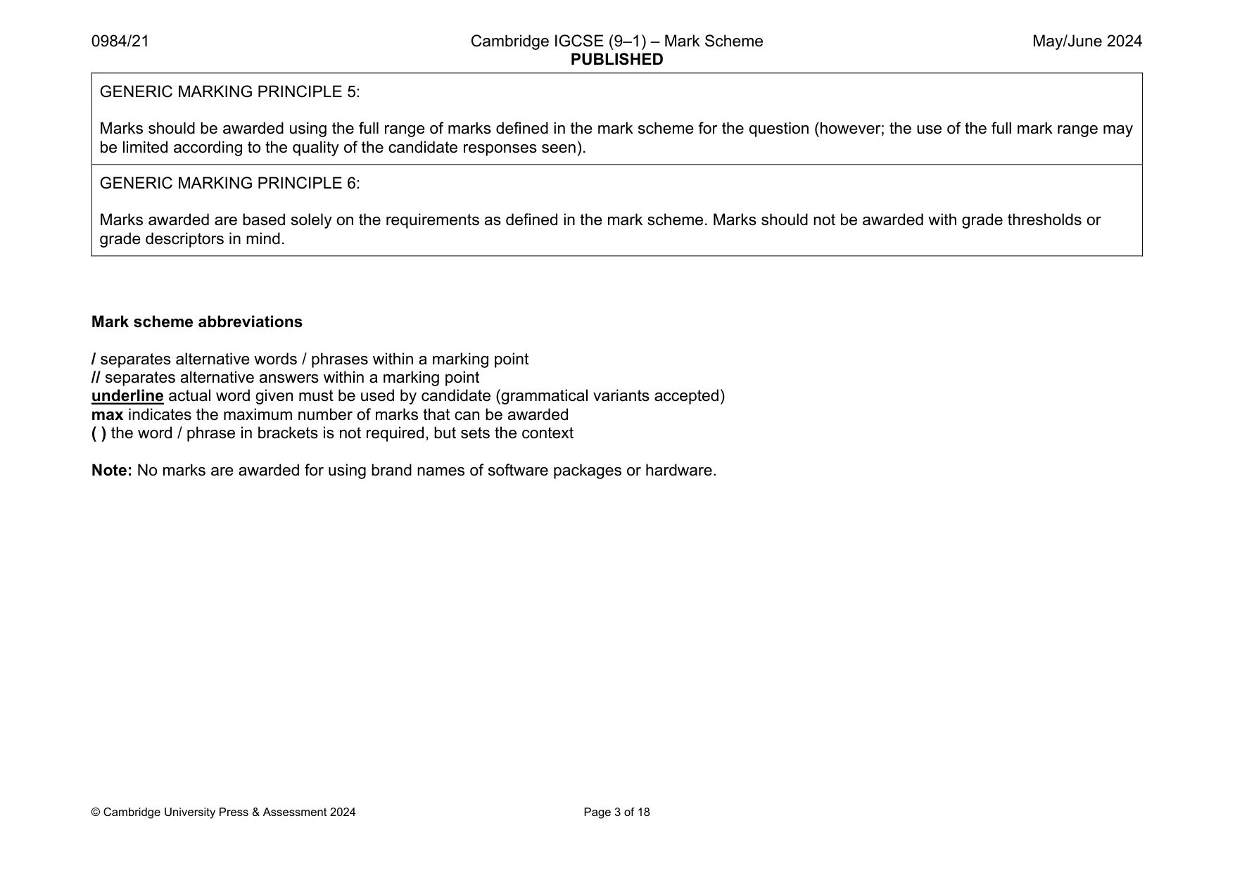 Mark scheme, page 3 of 18
