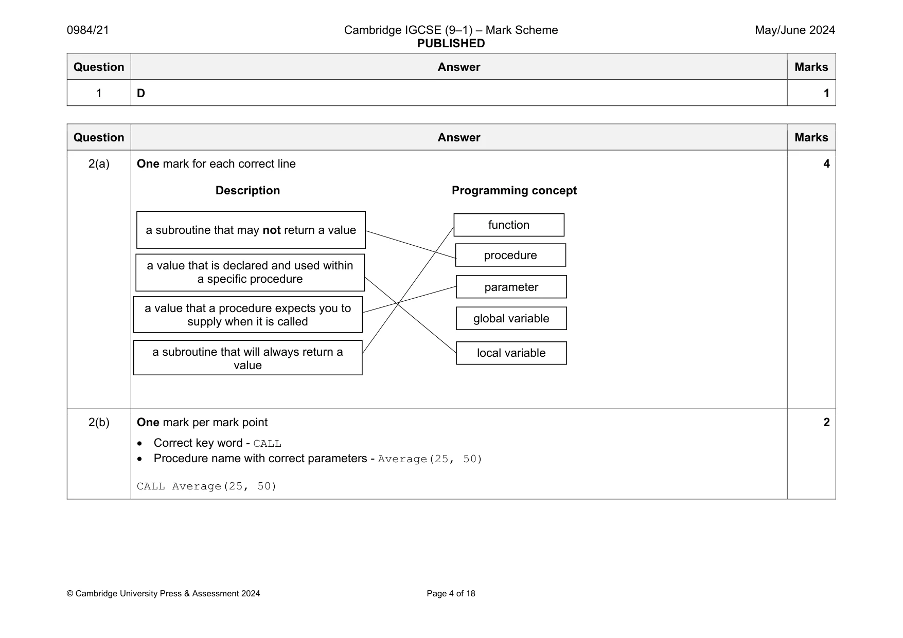 Mark scheme, page 4 of 18