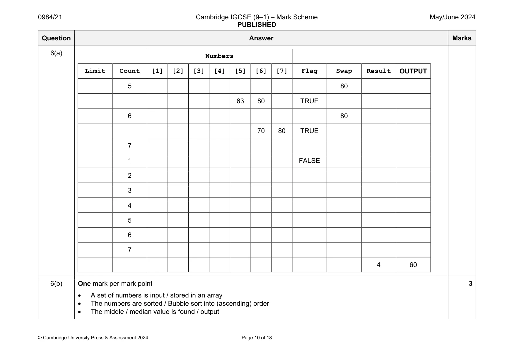 Mark scheme, page 10 of 18
