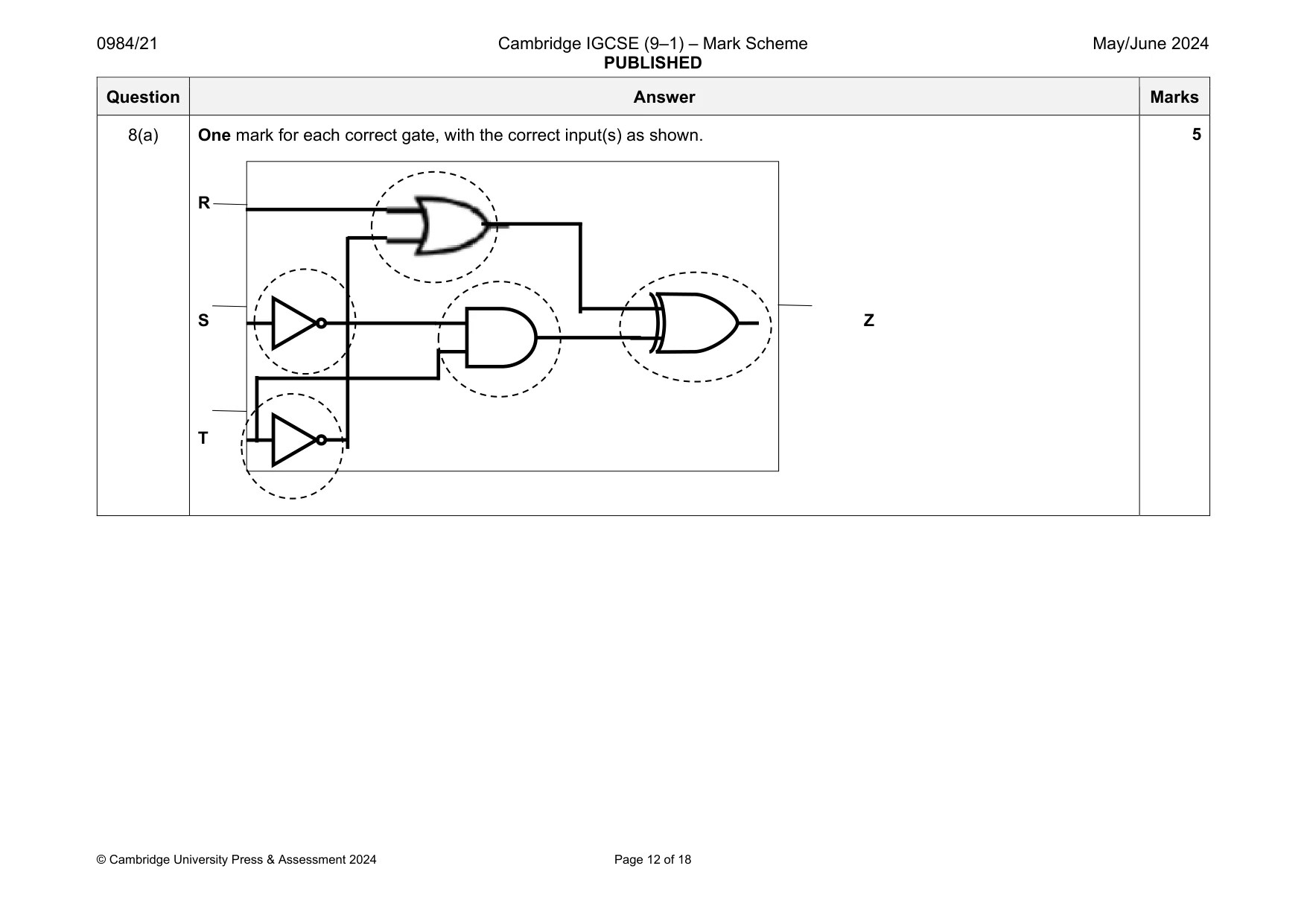 Mark scheme, page 12 of 18