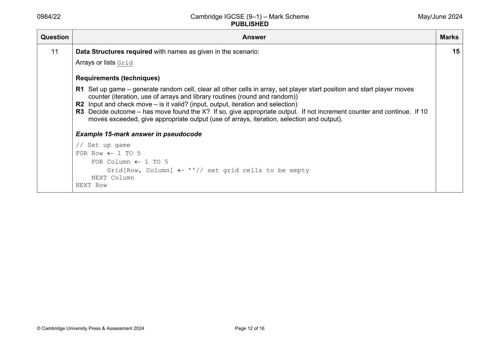 Mark scheme, page 12 of 16