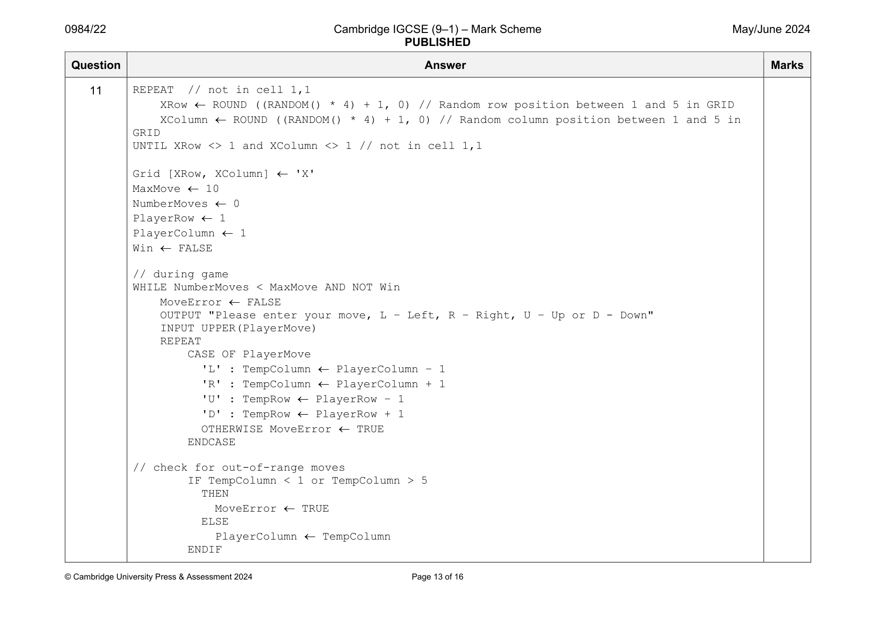Mark scheme, page 13 of 16