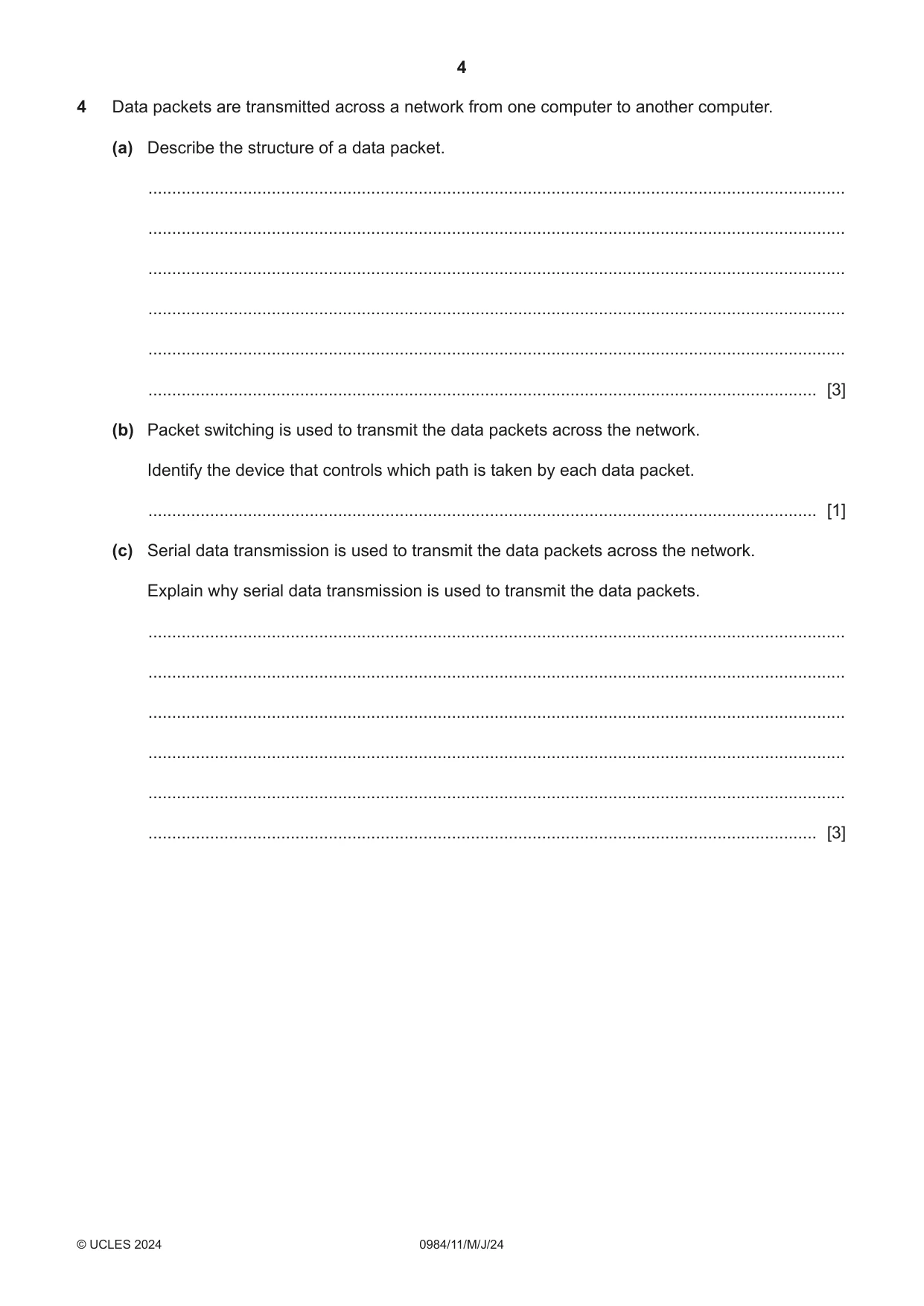 Cambridge IGCSE Computer Science (9-1) 0984 2024 May/June Paper 1 · Variant 1 question paper, page 4 of 12