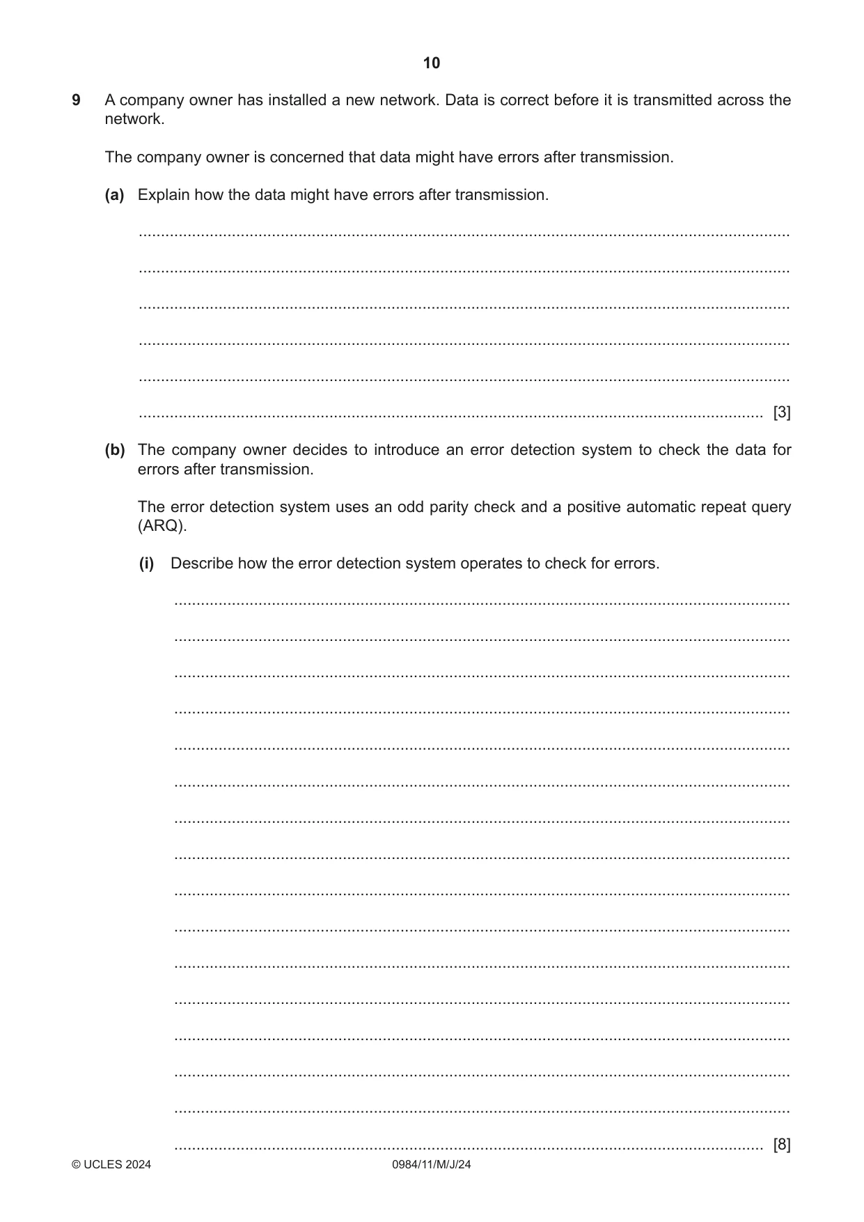 Cambridge IGCSE Computer Science (9-1) 0984 2024 May/June Paper 1 · Variant 1 question paper, page 10 of 12
