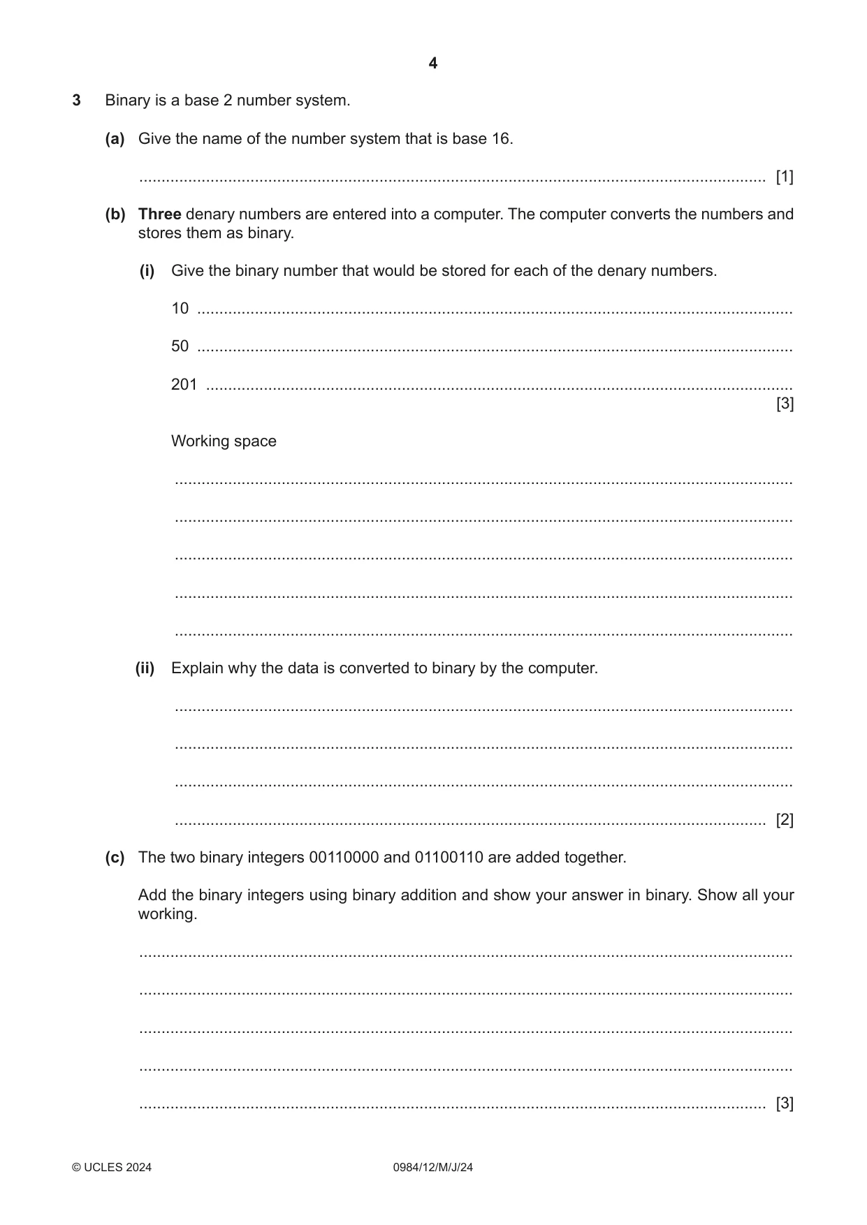 Cambridge IGCSE Computer Science (9-1) 0984 2024 May/June Paper 1 · Variant 2 question paper, page 4 of 12