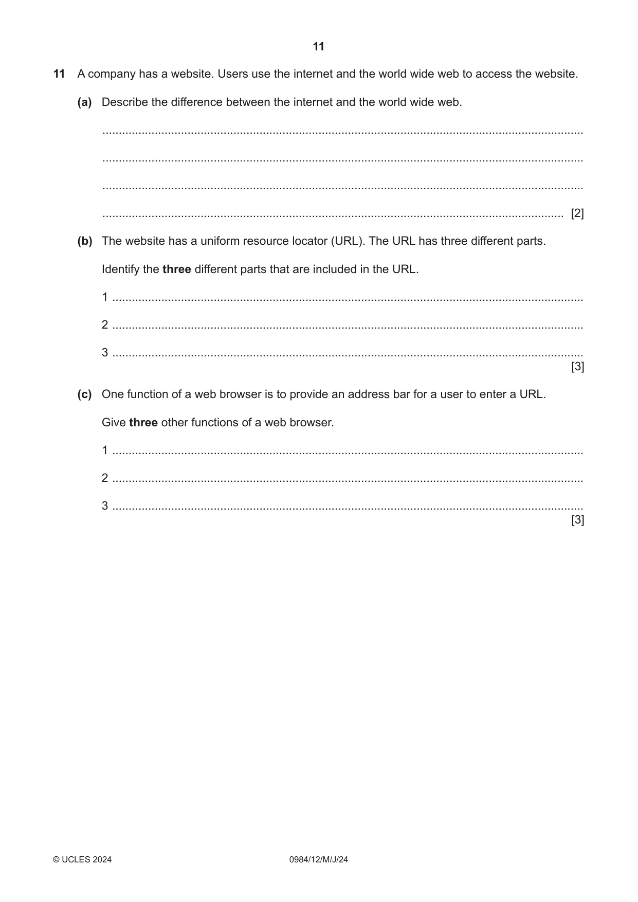 Cambridge IGCSE Computer Science (9-1) 0984 2024 May/June Paper 1 · Variant 2 question paper, page 11 of 12