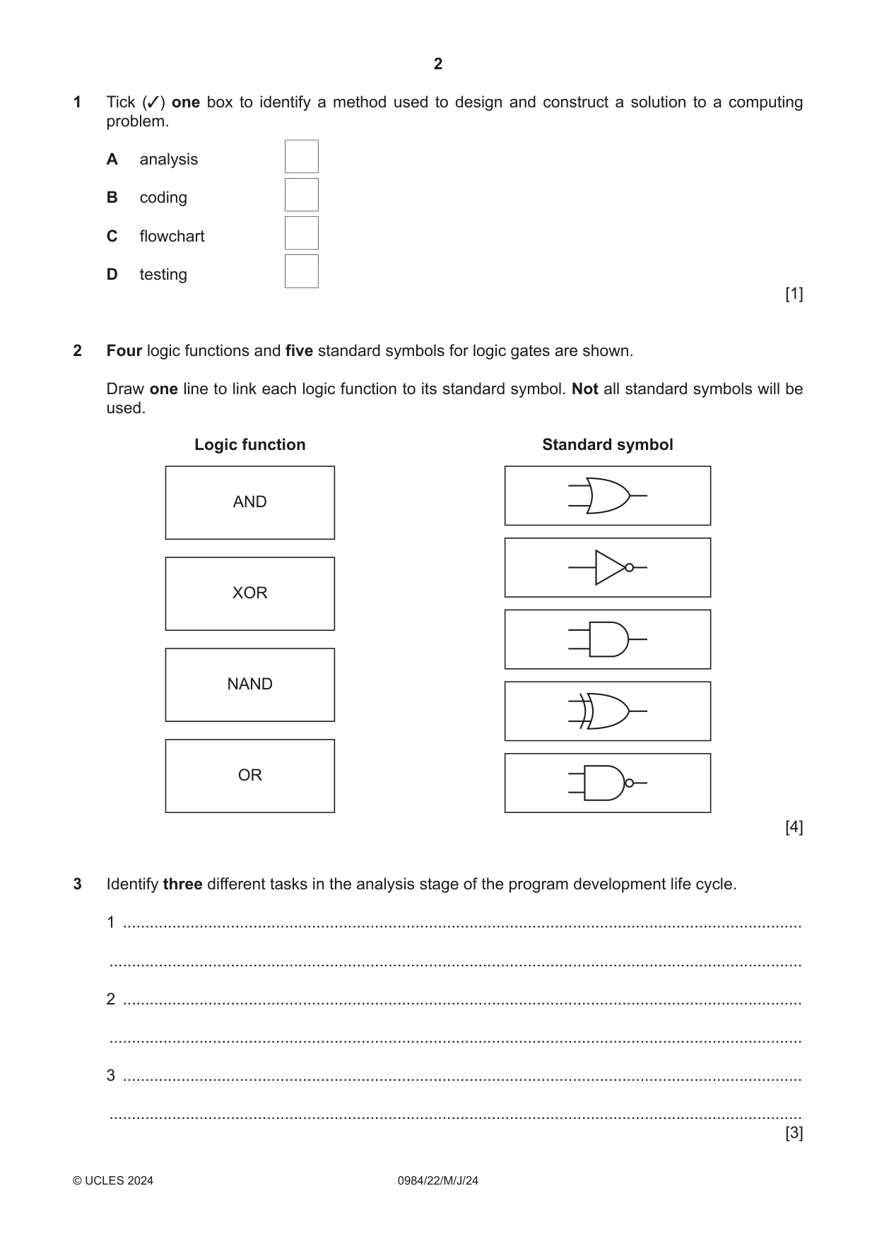 Cambridge IGCSE Computer Science (9-1) 0984 2024 May/June Paper 2 · Variant 2 question paper, page 2 of 16