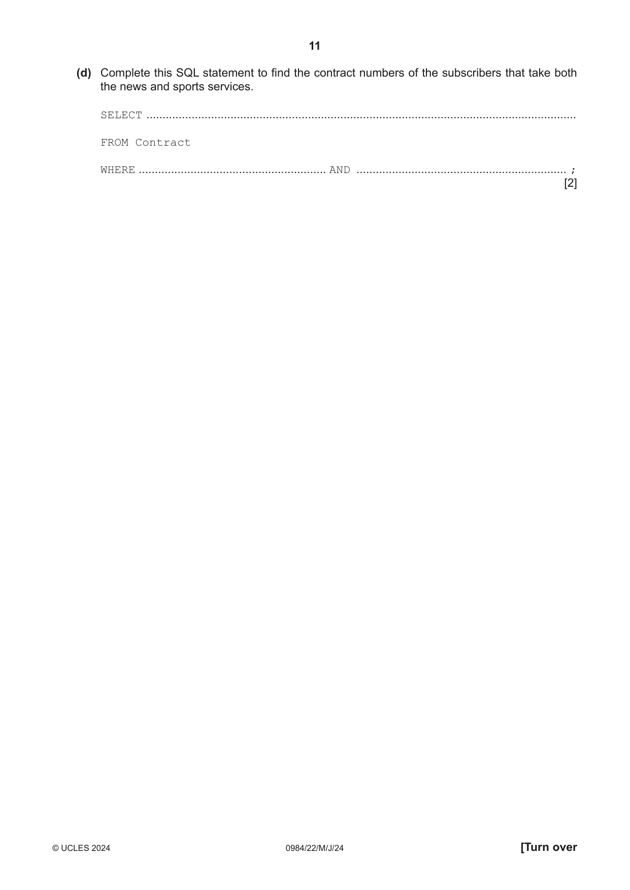 Cambridge IGCSE Computer Science (9-1) 0984 2024 May/June Paper 2 · Variant 2 question paper, page 11 of 16