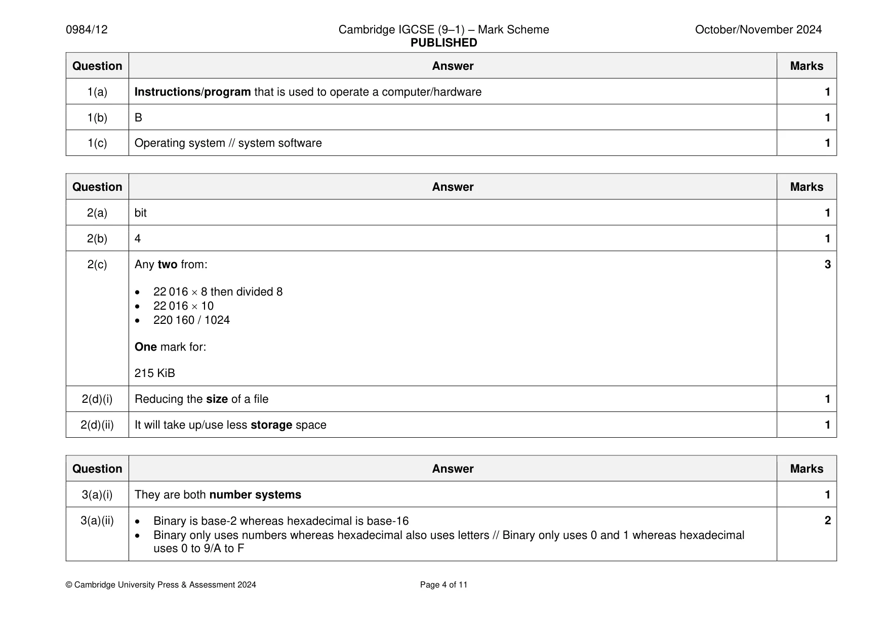 Mark scheme, page 4 of 11