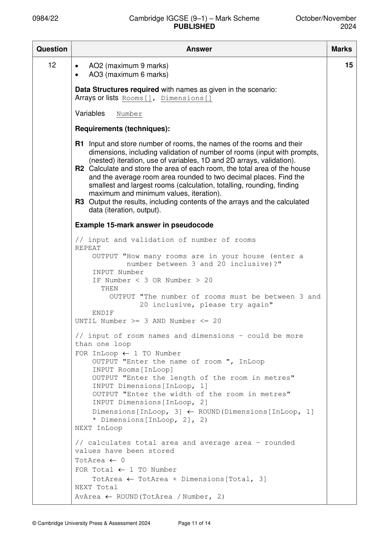 Mark scheme, page 11 of 14