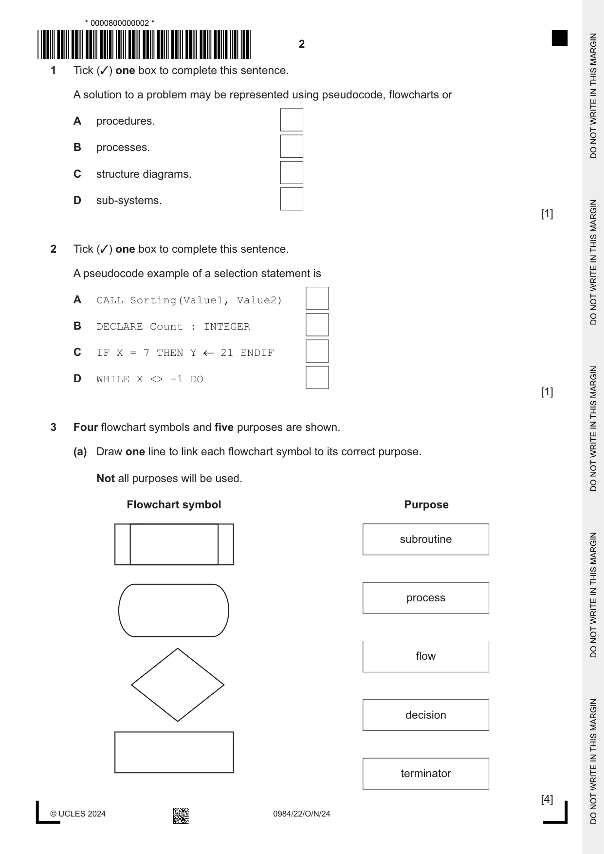 Cambridge IGCSE Computer Science (9-1) 0984 2024 Oct/Nov Paper 2 · Variant 2 question paper, page 2 of 16