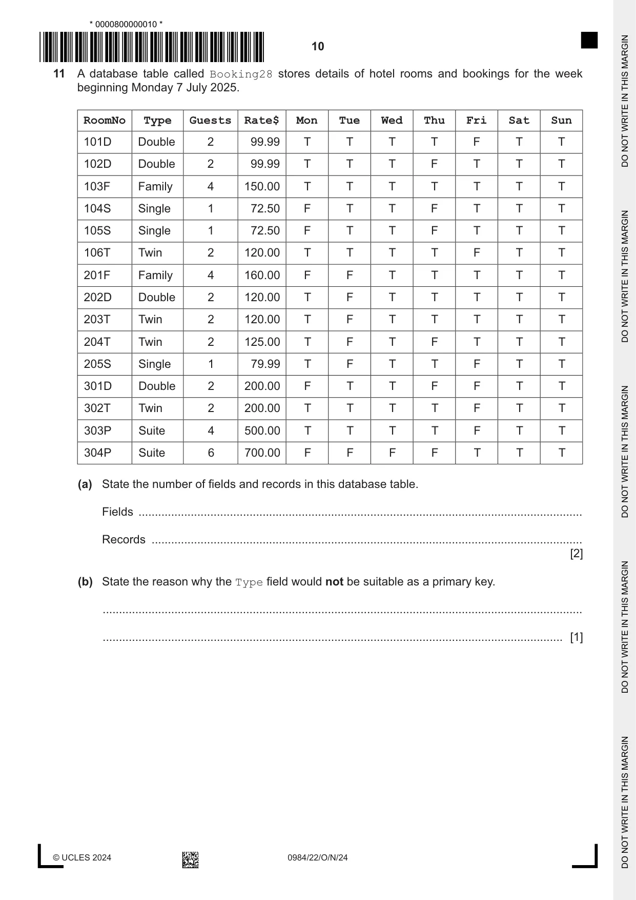 Cambridge IGCSE Computer Science (9-1) 0984 2024 Oct/Nov Paper 2 · Variant 2 question paper, page 10 of 16