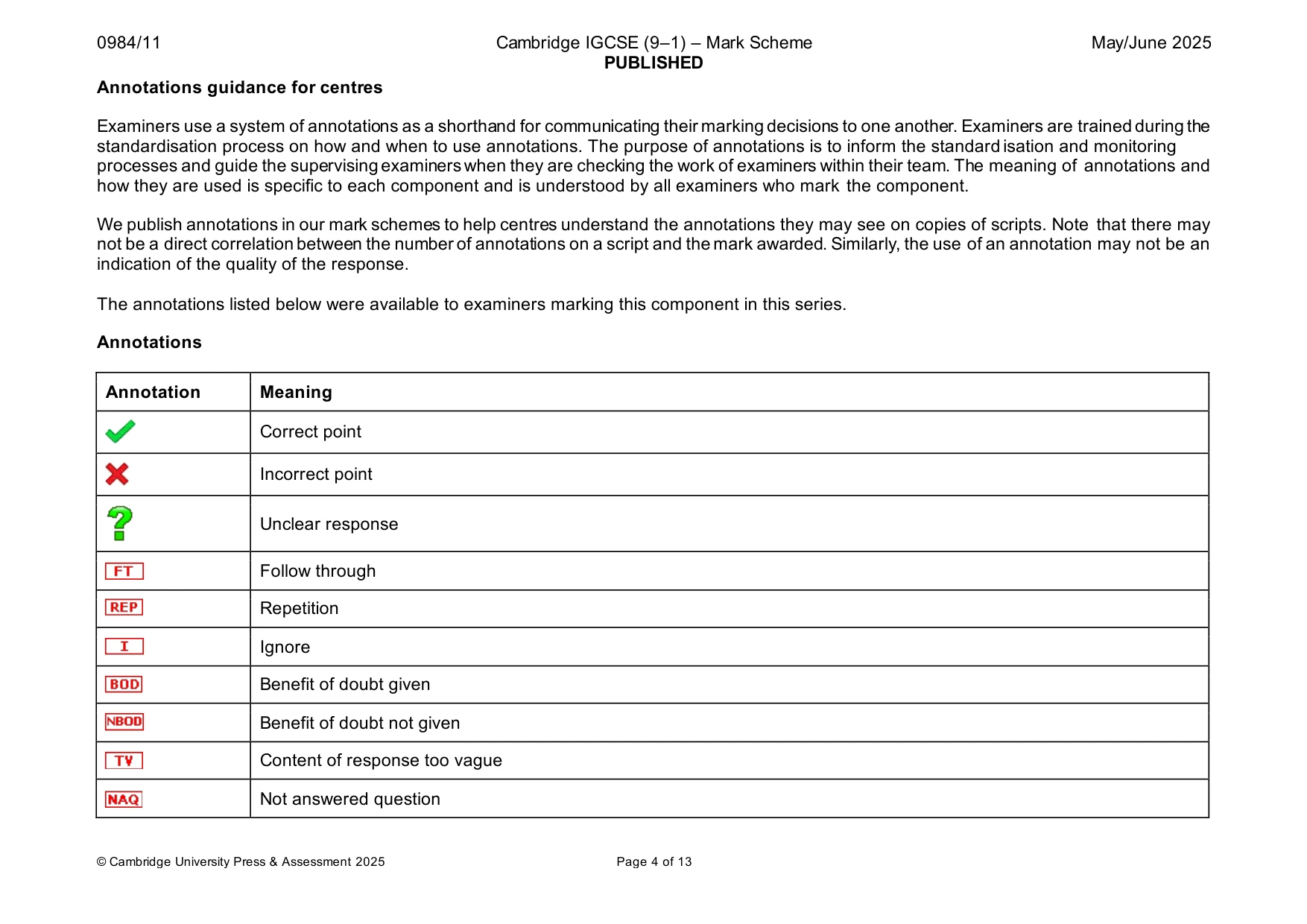 Mark scheme, page 4 of 13