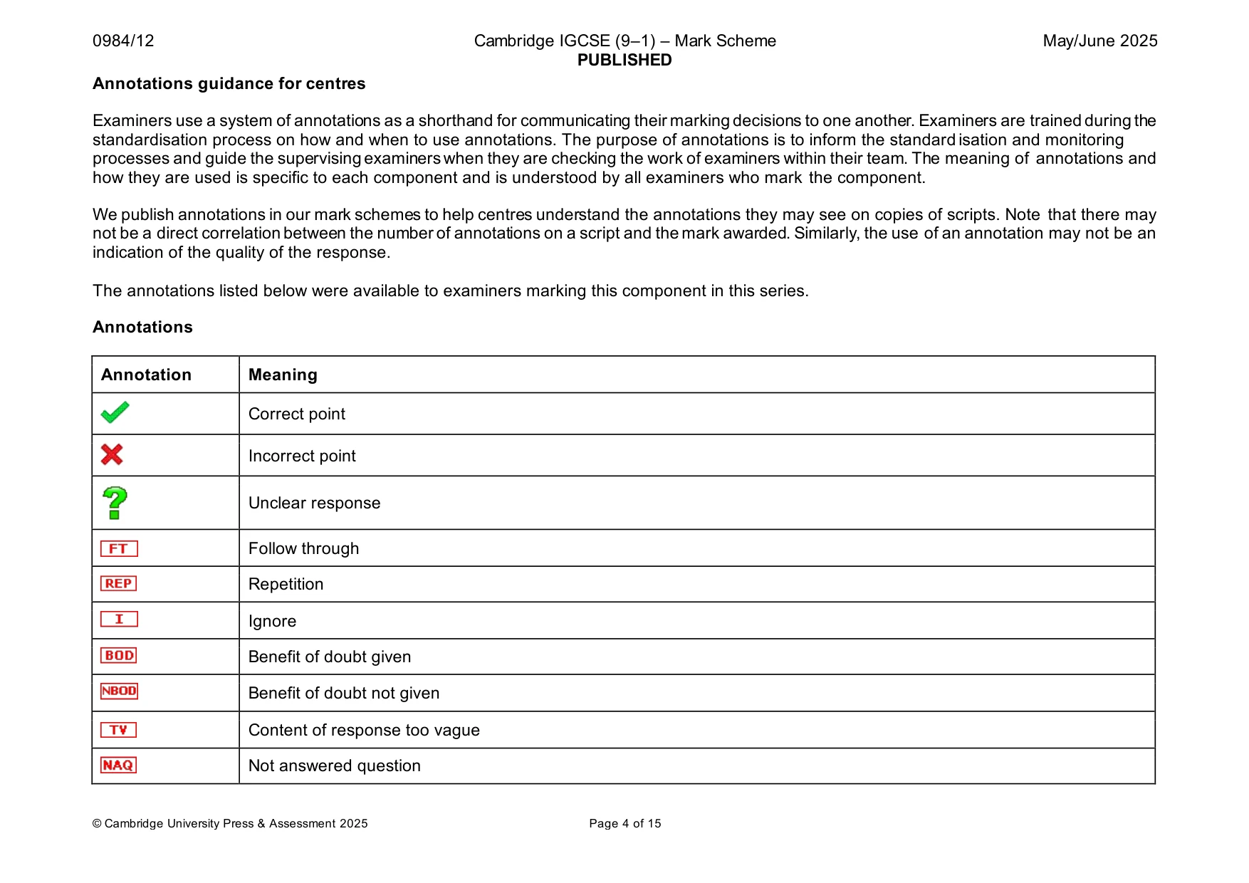 Mark scheme, page 4 of 15