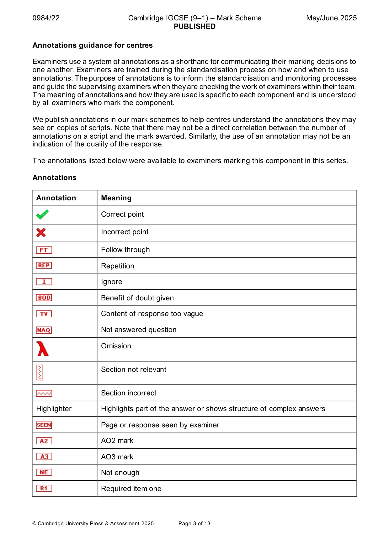Mark scheme, page 3 of 13