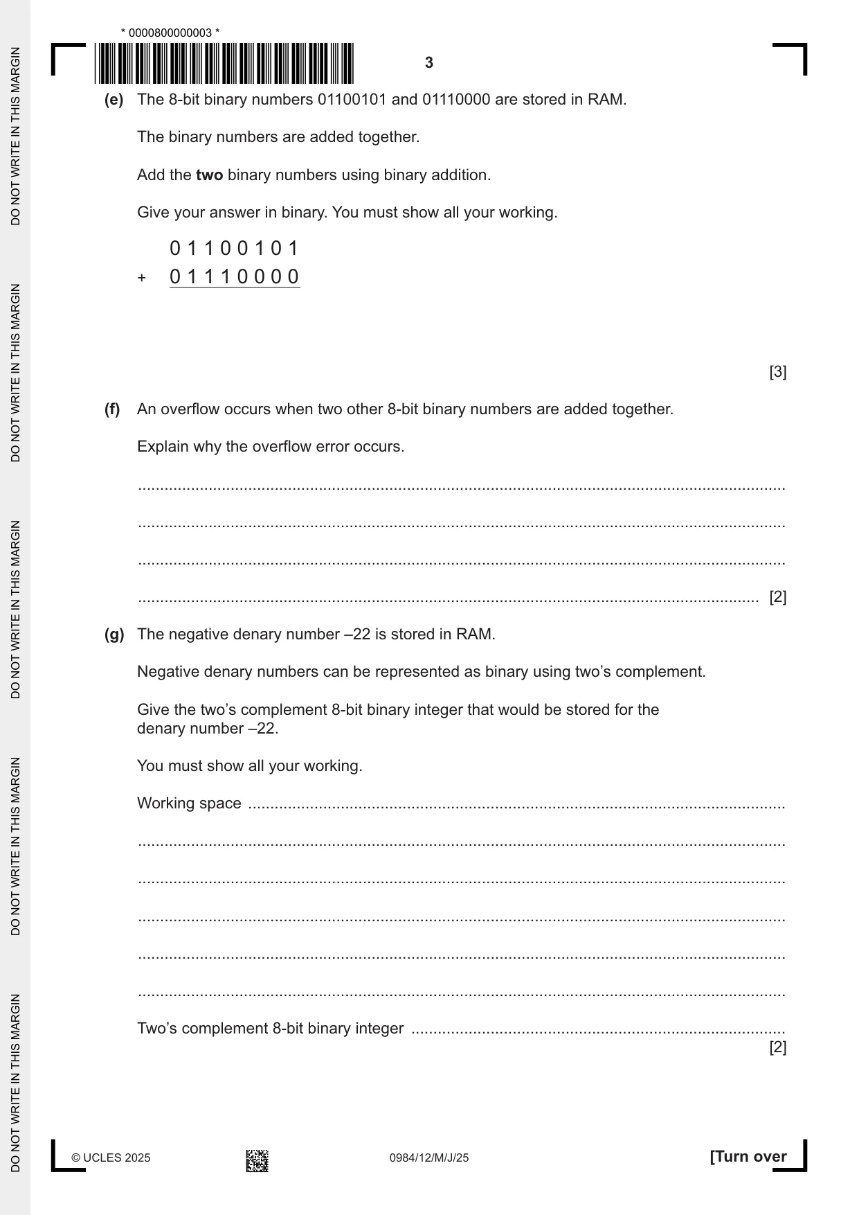 Cambridge IGCSE Computer Science (9-1) 0984 2025 May/June Paper 1 · Variant 2 question paper, page 3 of 12