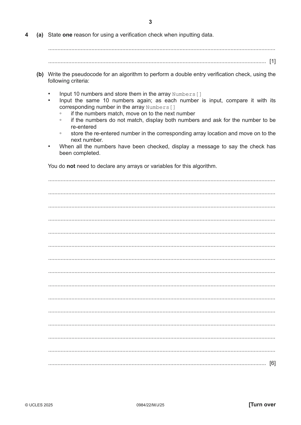 Cambridge IGCSE Computer Science (9-1) 0984 2025 May/June Paper 2 · Variant 2 question paper, page 3 of 16