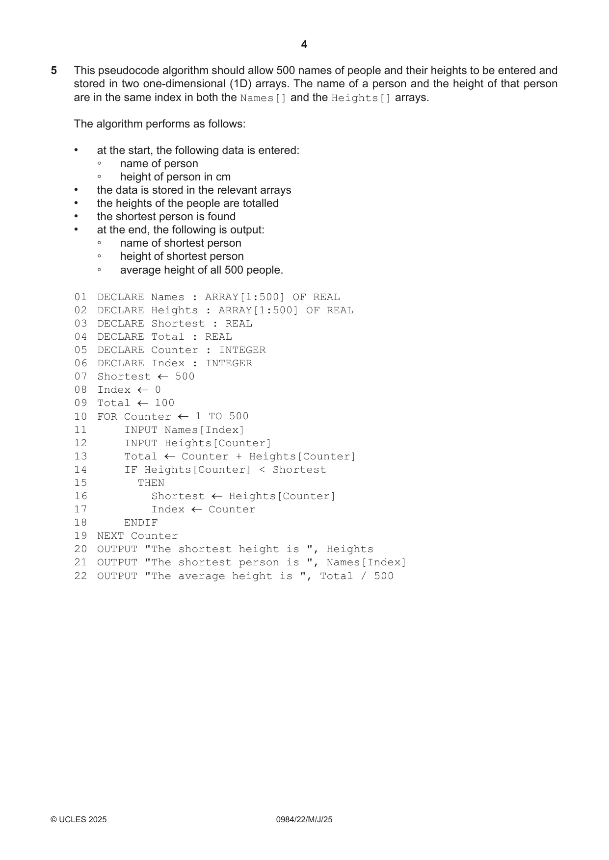 Cambridge IGCSE Computer Science (9-1) 0984 2025 May/June Paper 2 · Variant 2 question paper, page 4 of 16