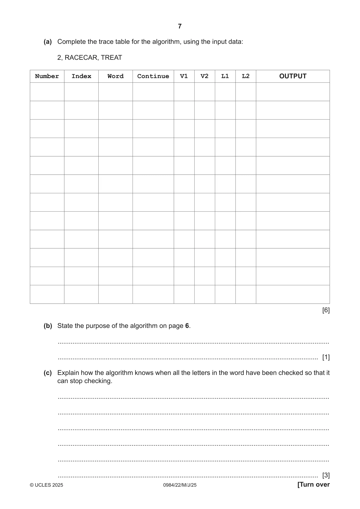 Cambridge IGCSE Computer Science (9-1) 0984 2025 May/June Paper 2 · Variant 2 question paper, page 7 of 16