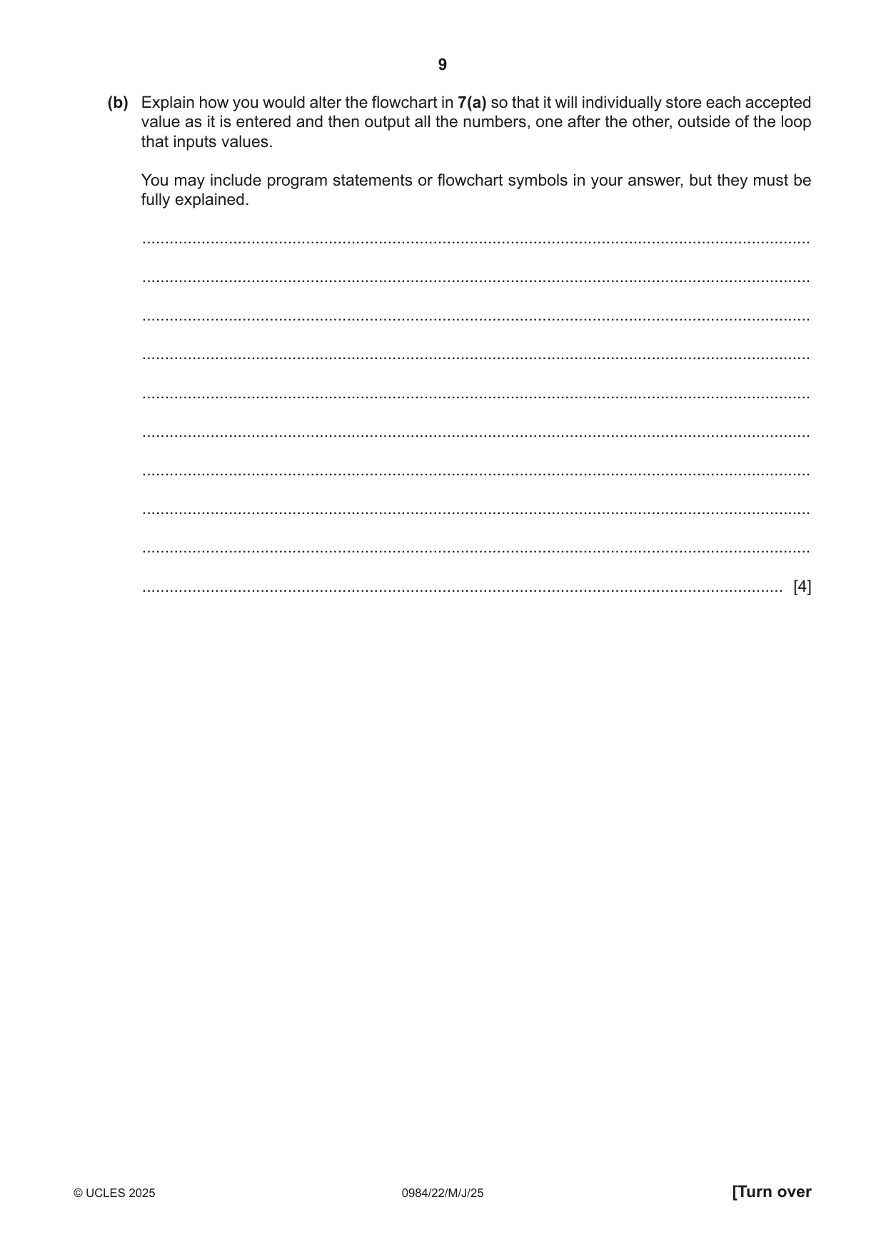 Cambridge IGCSE Computer Science (9-1) 0984 2025 May/June Paper 2 · Variant 2 question paper, page 9 of 16