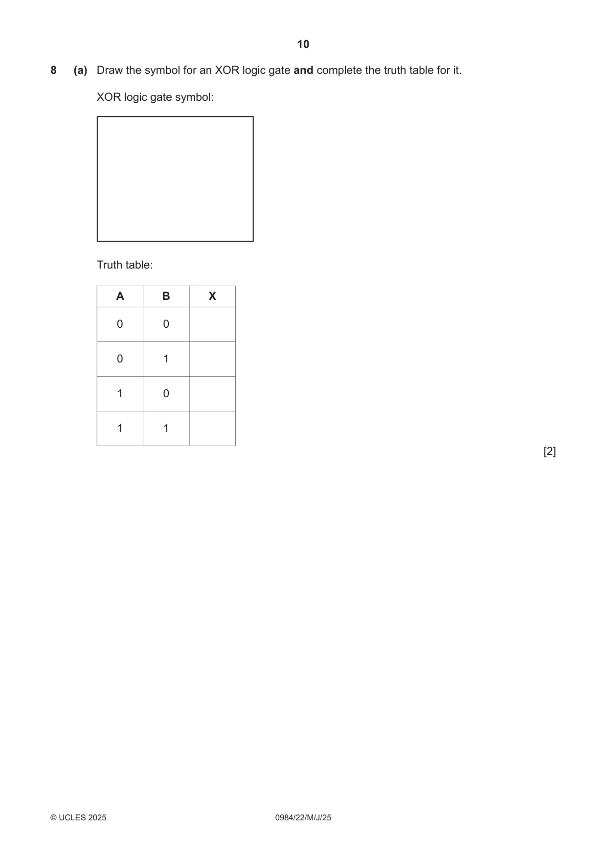 Cambridge IGCSE Computer Science (9-1) 0984 2025 May/June Paper 2 · Variant 2 question paper, page 10 of 16