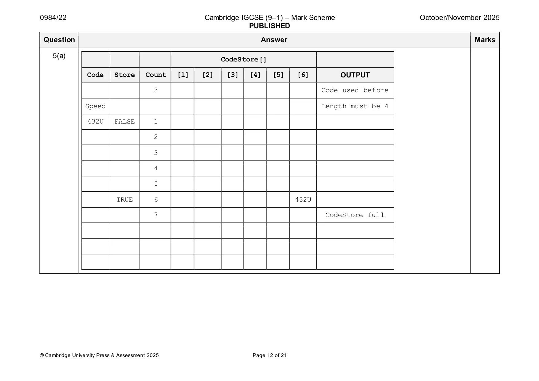 Mark scheme, page 12 of 21